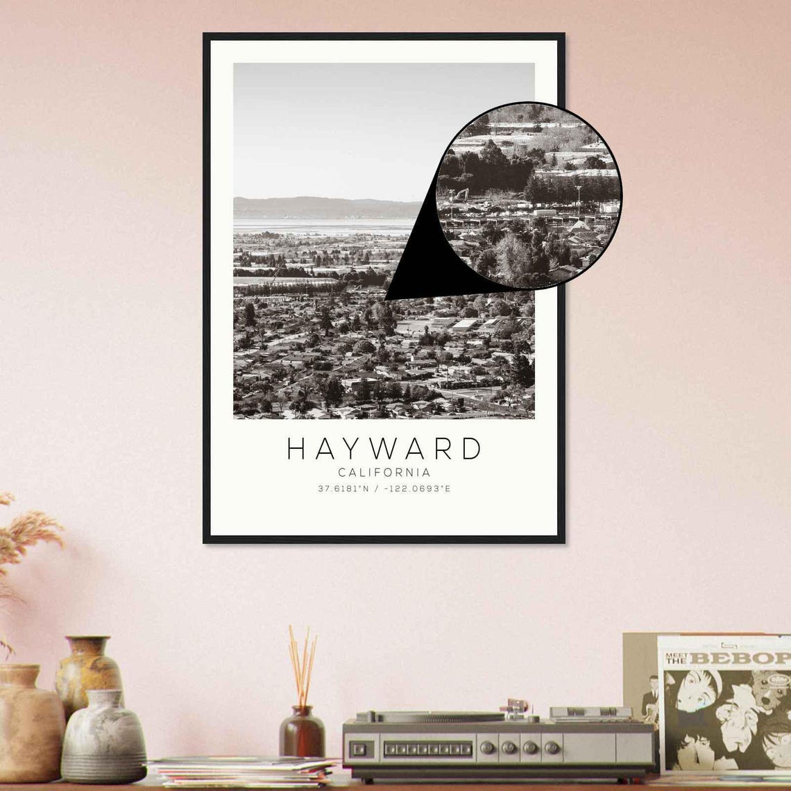 Hayward California San Francisco Bay Panorama Black White Poster - Image 4
