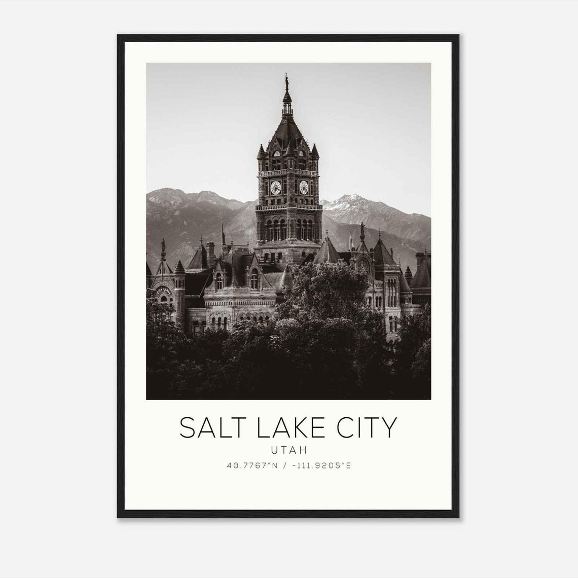 Salt Lake City Utah Photo Travel Poster Salt Lake City Travel Print Minimalist Travel Print Ds6
