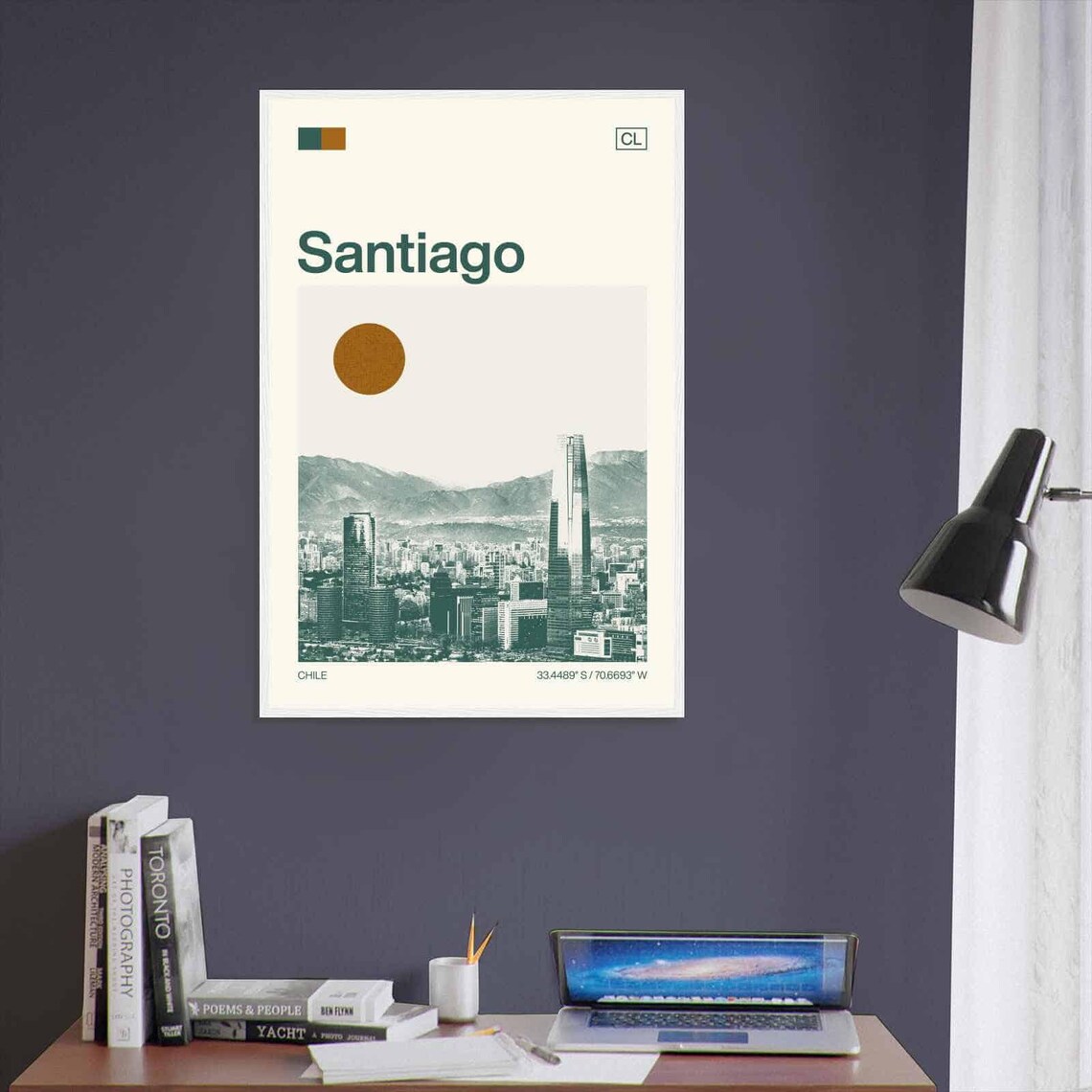 Santiago Chile Minimalist Travel Poster, Monochrome - Image 3