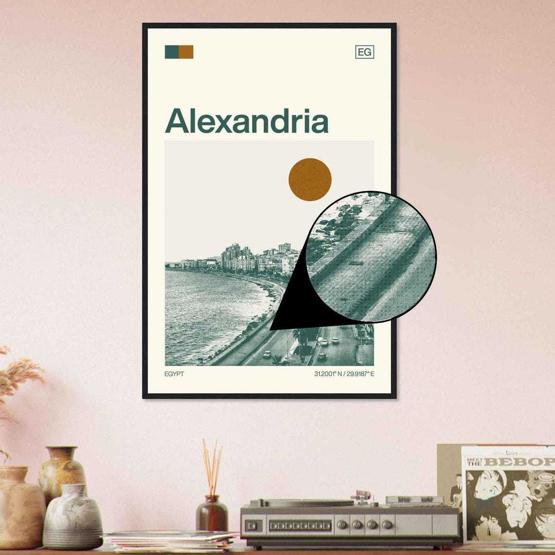 Alexandria Egypt Corniche Waterfront Vintage Style Travel Poster - Image 4