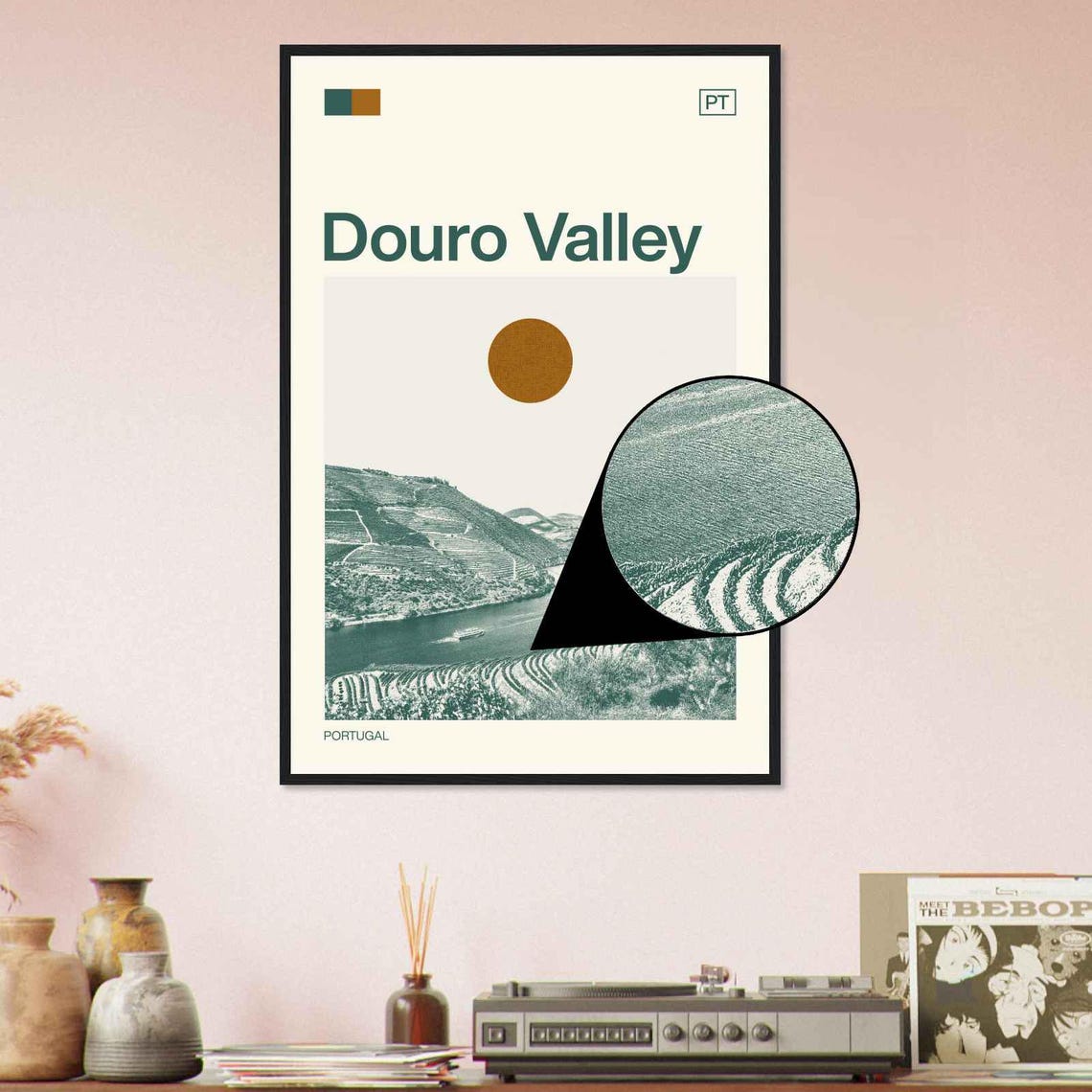 Douro Valley Portugal Terraced Vineyard River Landscape Poster - Image 4