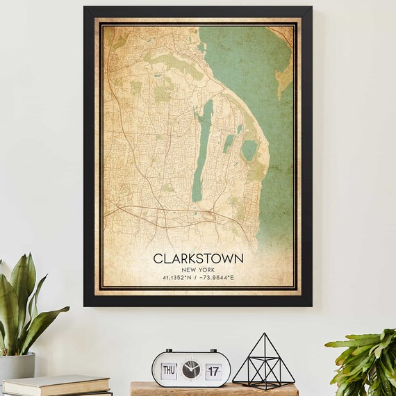 Vintage Clarkstown New York Hudson Valley Map Coordinates Poster