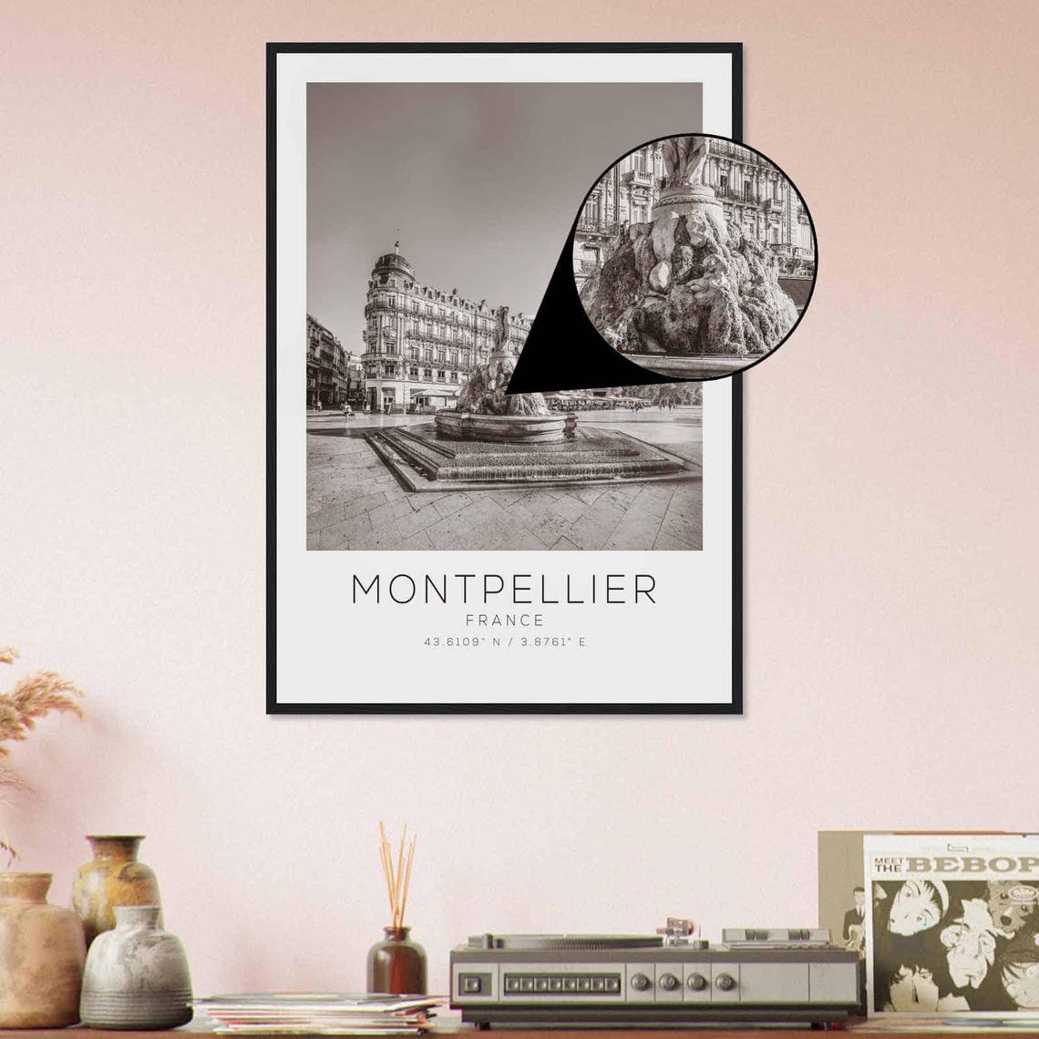 Montpellier France Travel Photo Poster Bw Montpellier Travel Print Minimalist Travel Poster Print - Image 4