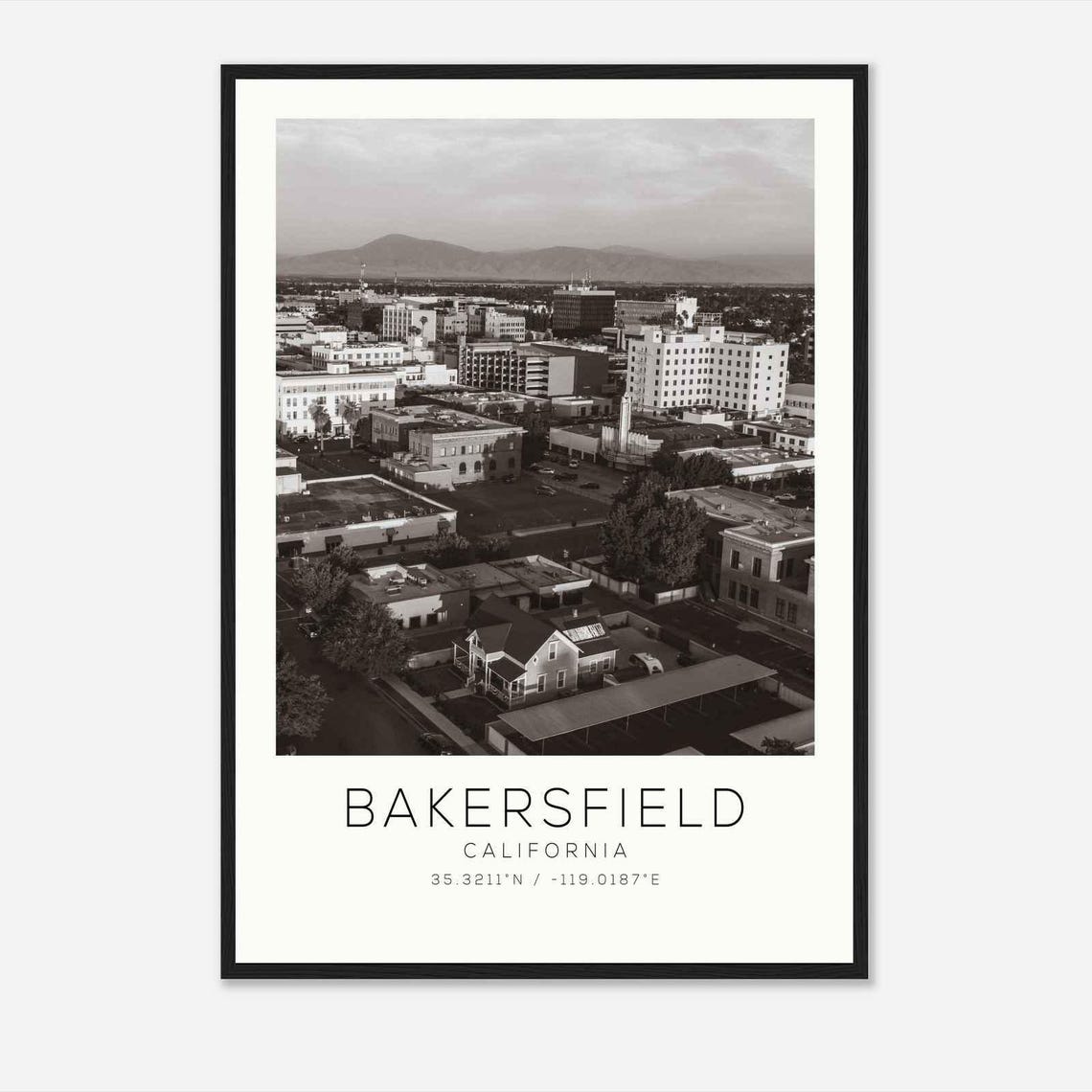 Bakersfield California Aerial Downtown City Skyline Photo Poster