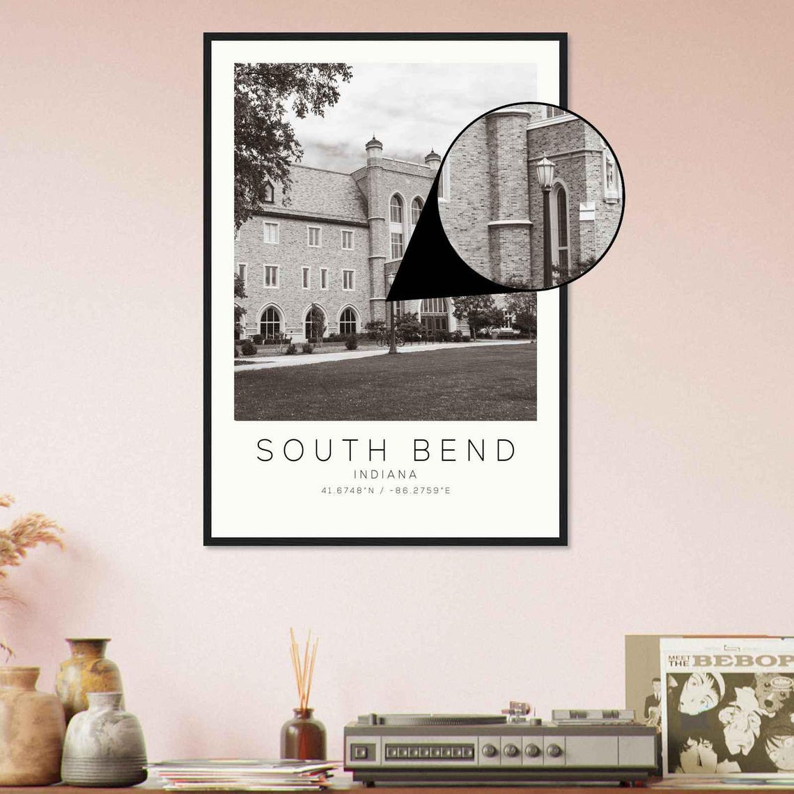 South Bend Indiana Notre Dame Campus Hall Minimalist Photo Poster - Image 4
