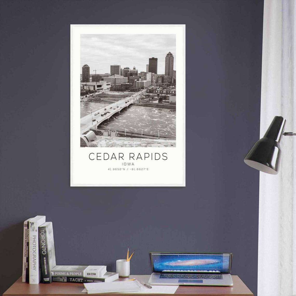 Cedar Rapids Iowa Downtown Skyline River Bridge City Photo Poster - Image 3