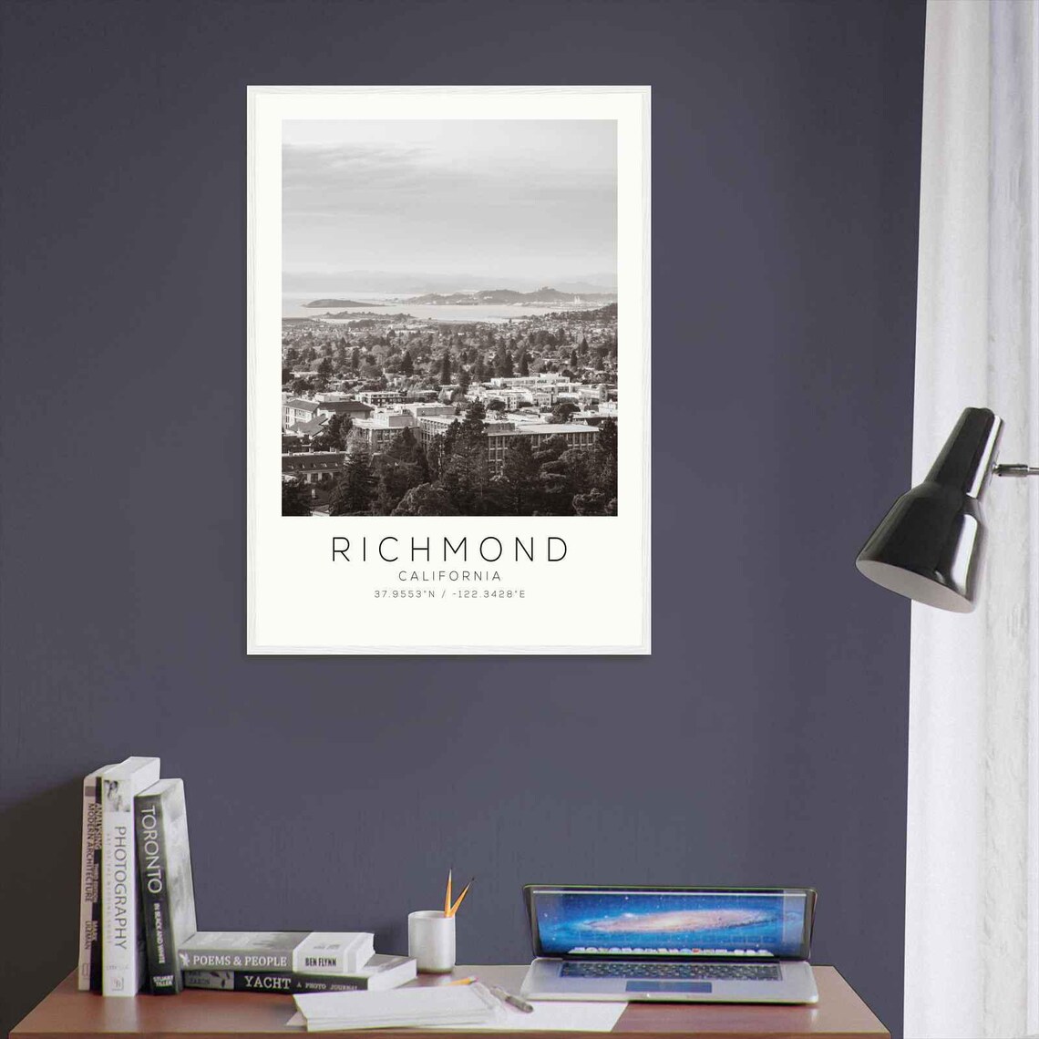 Richmond California Bay View Cityscape Black and White Photo Poster - Image 3