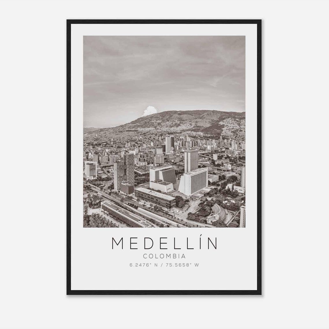 Medellin Colombia Travel Photo Poster Bw Medellin Travel Print Minimalist Travel Poster Print Ds2