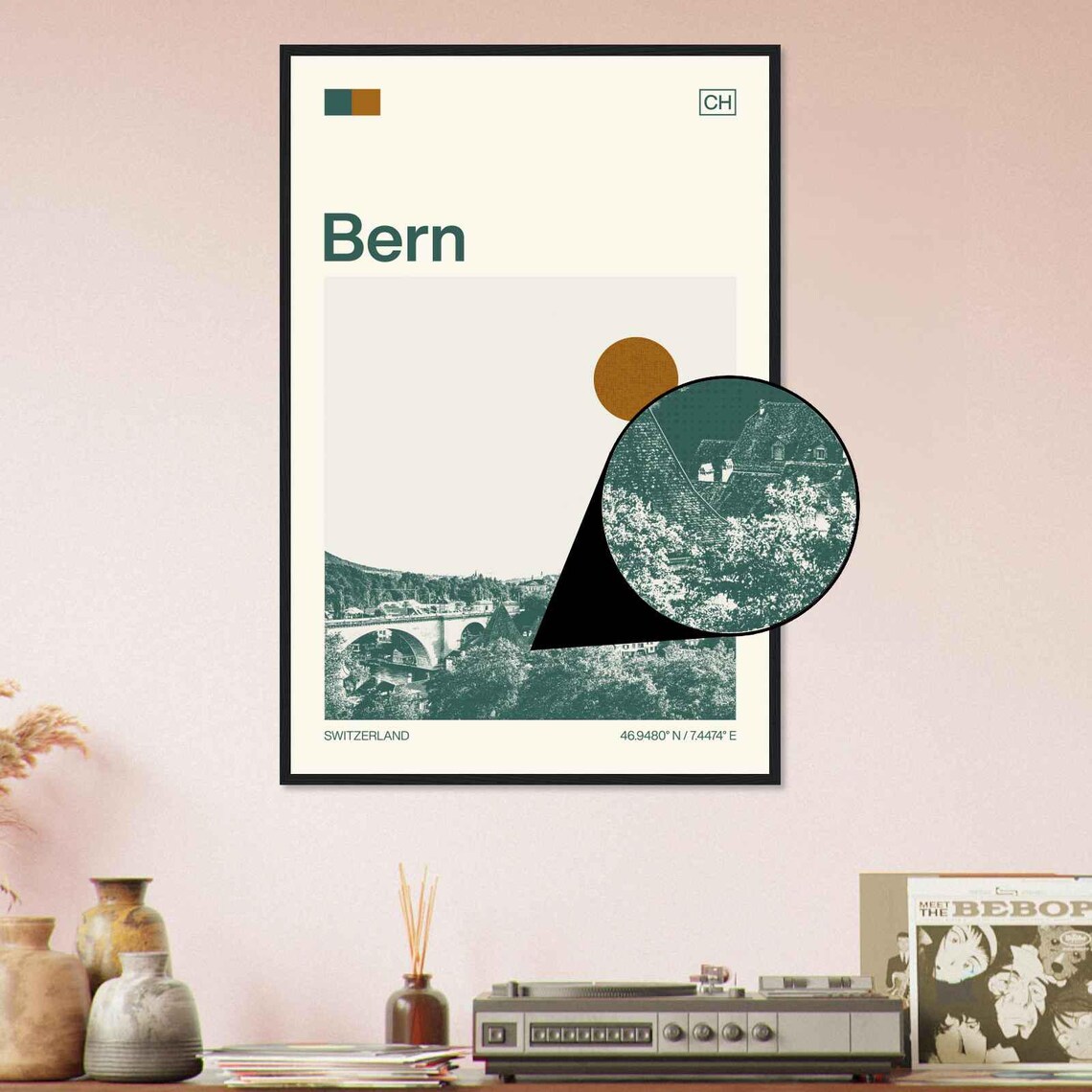 Bern Switzerland Old Town Bridge Vintage Style Travel Poster - Image 4