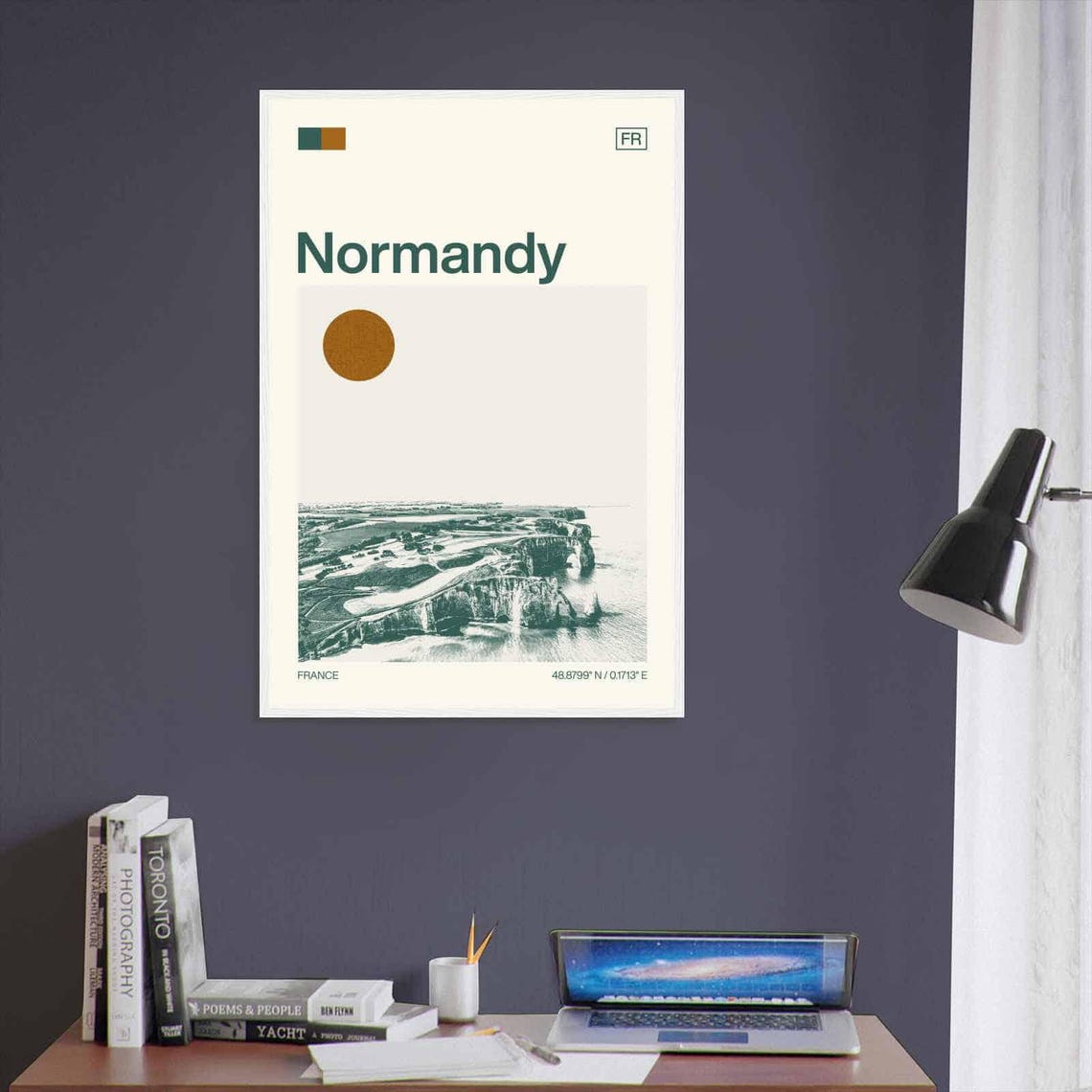 Normandy France Modern Minimalist White Cliffs Coastal Art Poster - Image 3