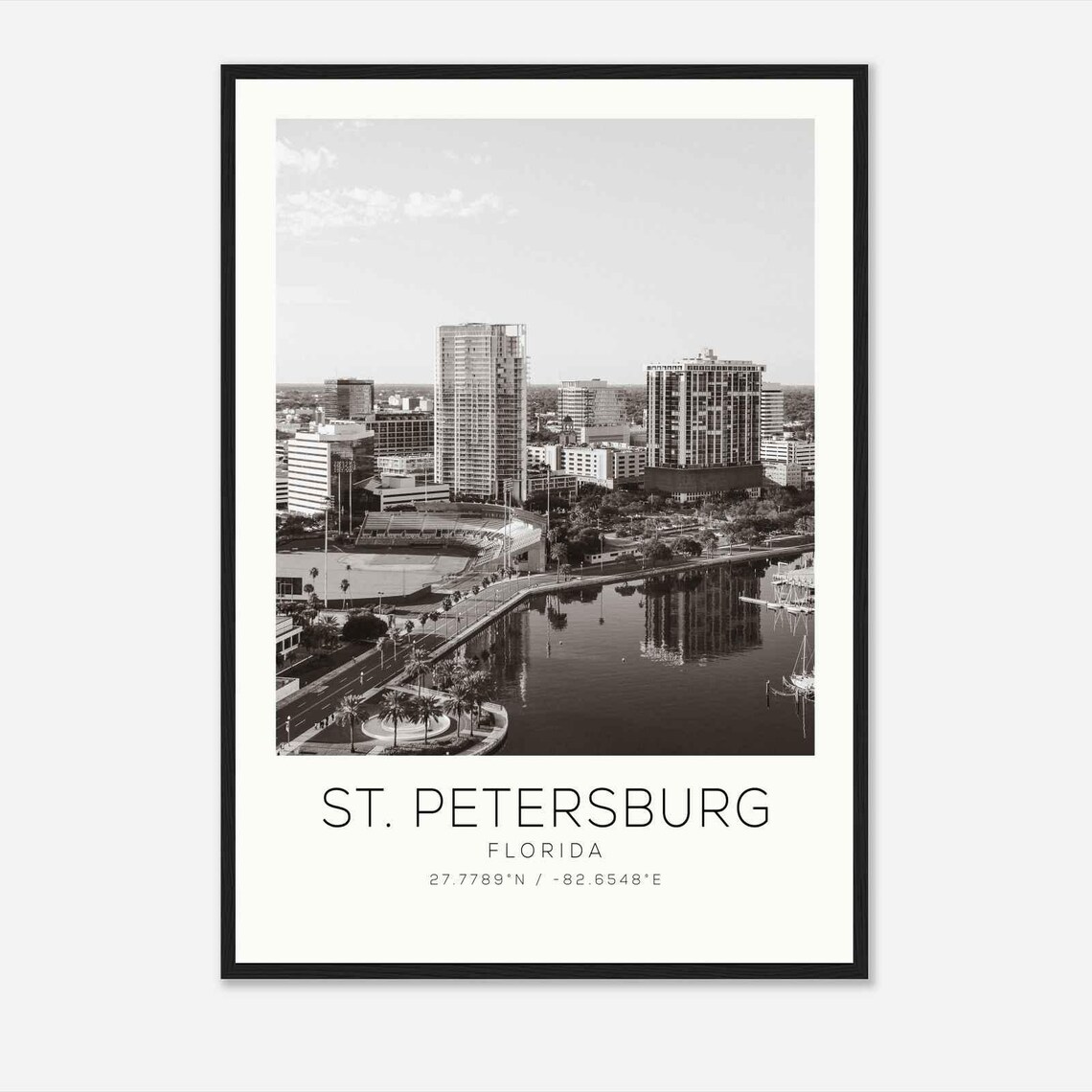 St. Petersburg Florida Waterfront Stadium Skyline Photo Travel Poster