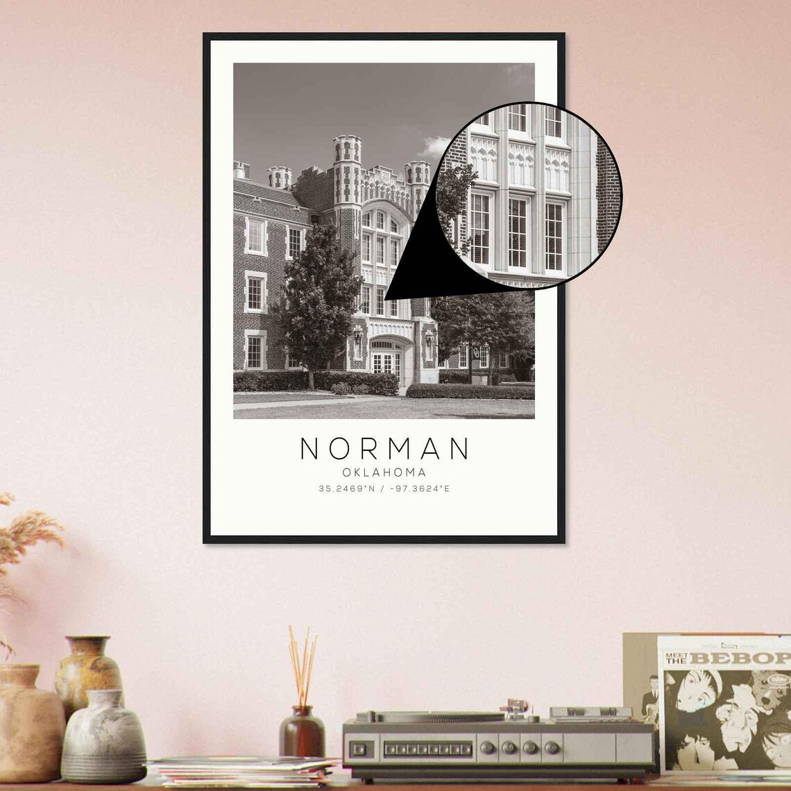 Norman Oklahoma Historic Campus Architecture Minimalist Travel Poster - Image 4