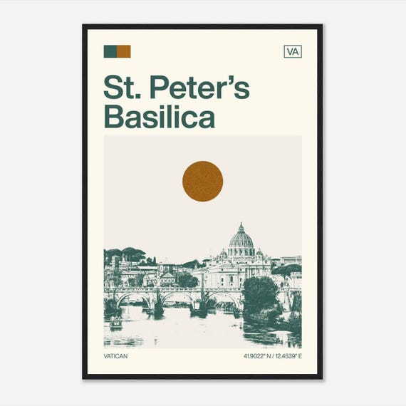 St Peters Basilica Vatican Minimalist Monochrome Travel Photo Poster