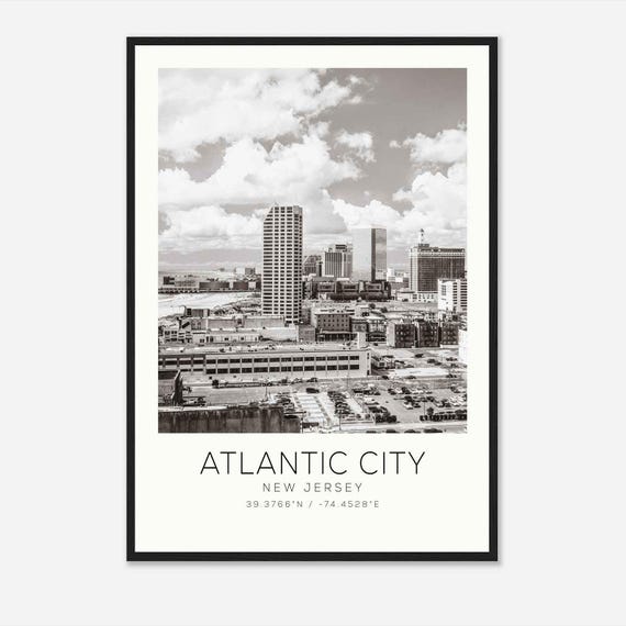 Atlantic City New Jersey Photo Travel Poster Atlantic City Travel Print Minimalist Travel Print