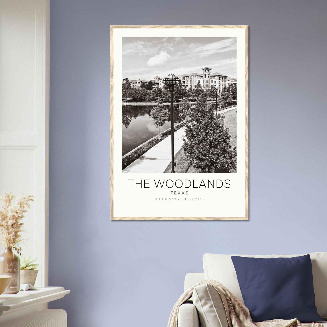 The Woodlands Texas Waterfront Lake Walk Minimalist Photo Poster - Image 2