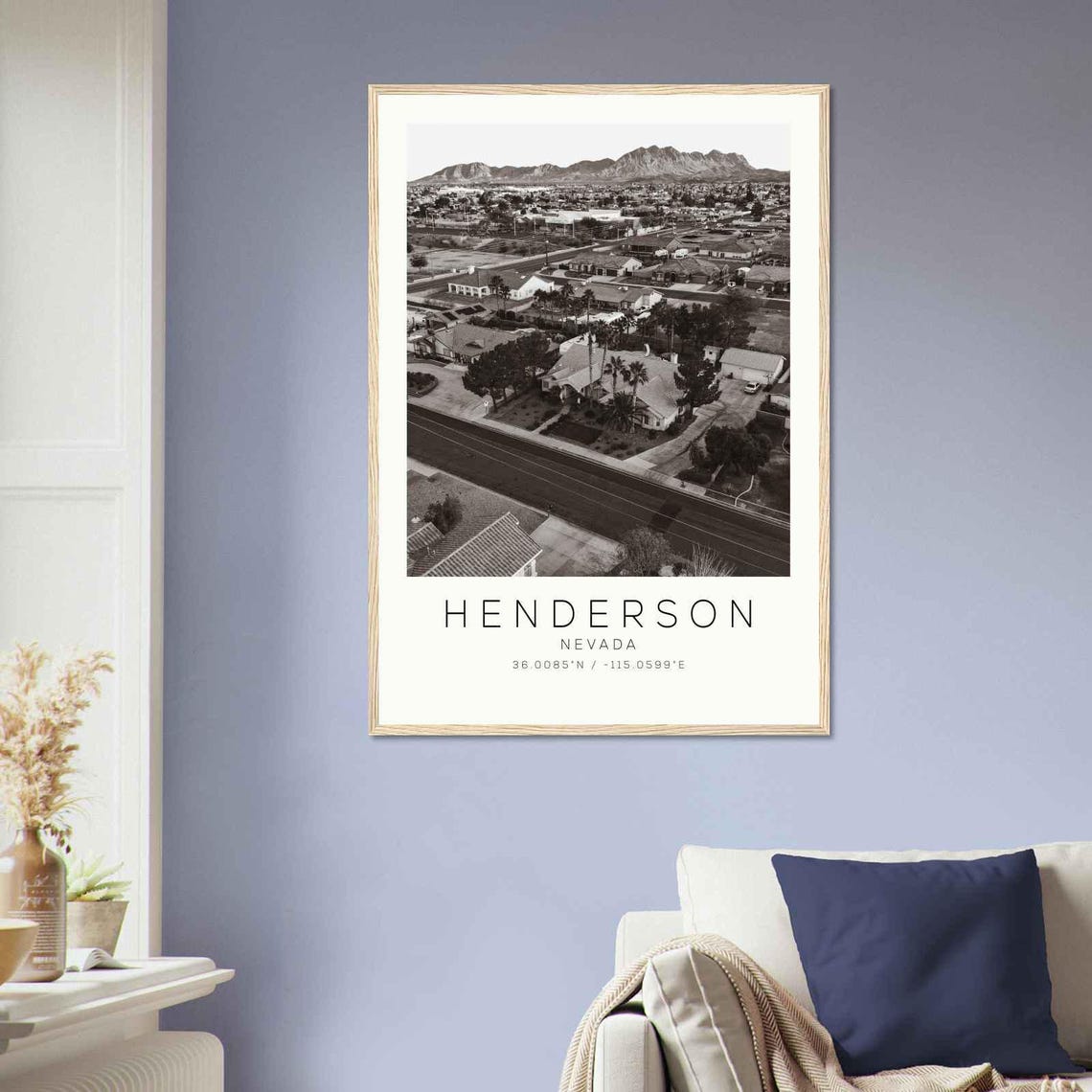 Henderson Nevada Desert Suburbs Mountain View Black White Poster - Image 2