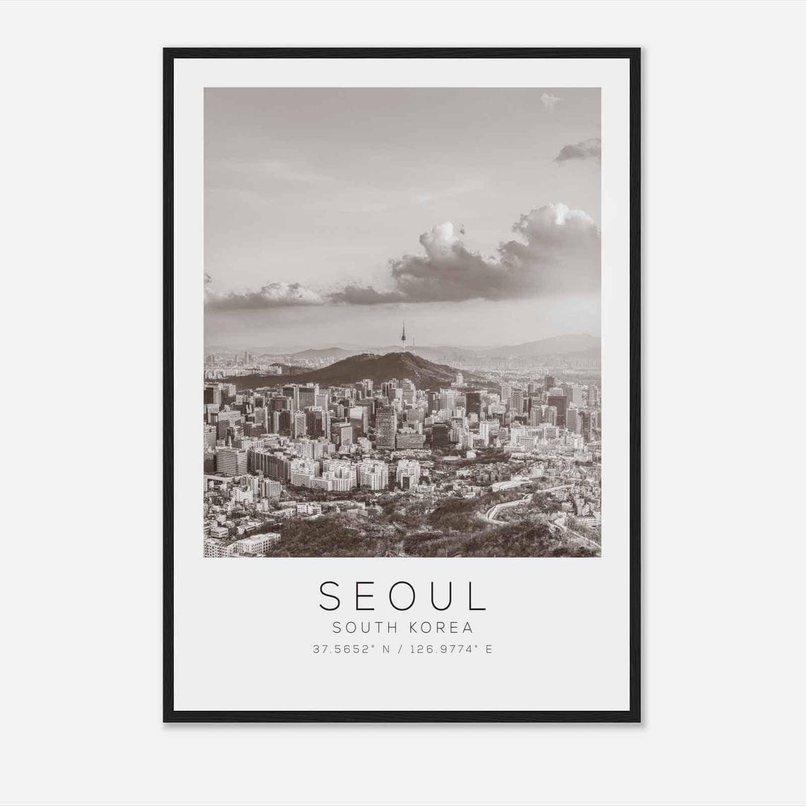Seoul South Korea Travel Photo Poster Bw Seoul Travel Print Minimalist Travel Poster Print