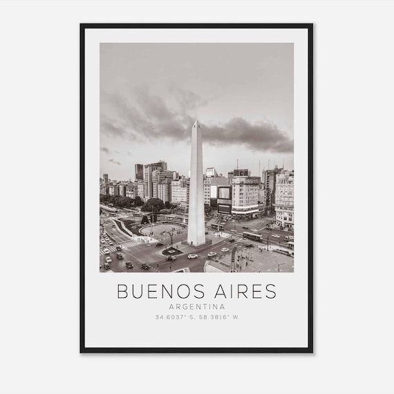 Buenos Aires Argentina Obelisk Avenue City View Black White Poster