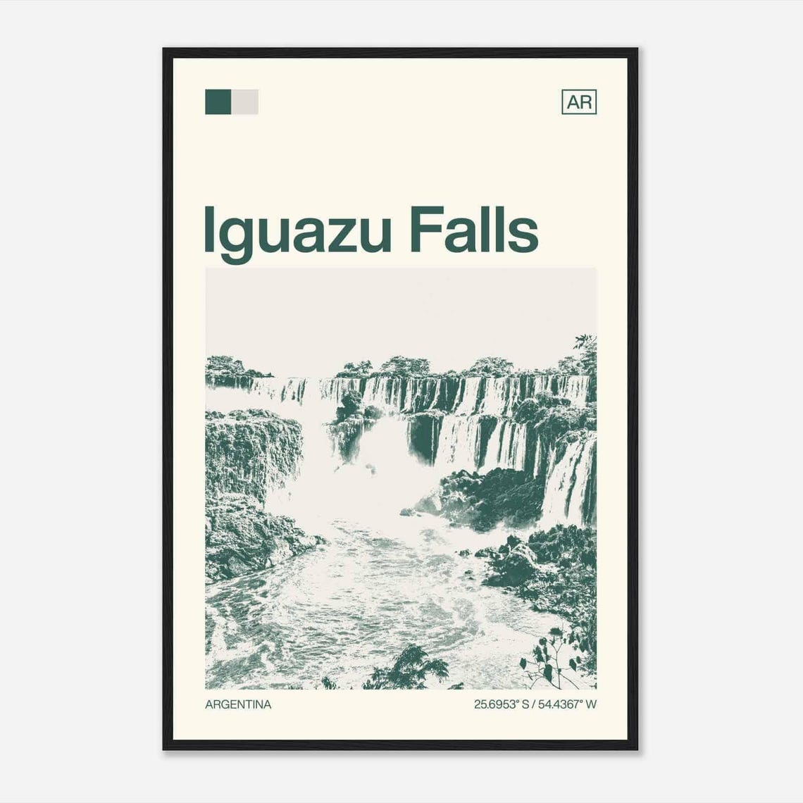 Iguazu Falls Argentina Waterfall Panorama Jungle Duotone Travel Poster