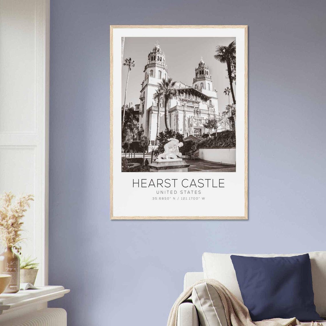 Hearst Castle California Black and White Historic Landmark Poster - Image 2