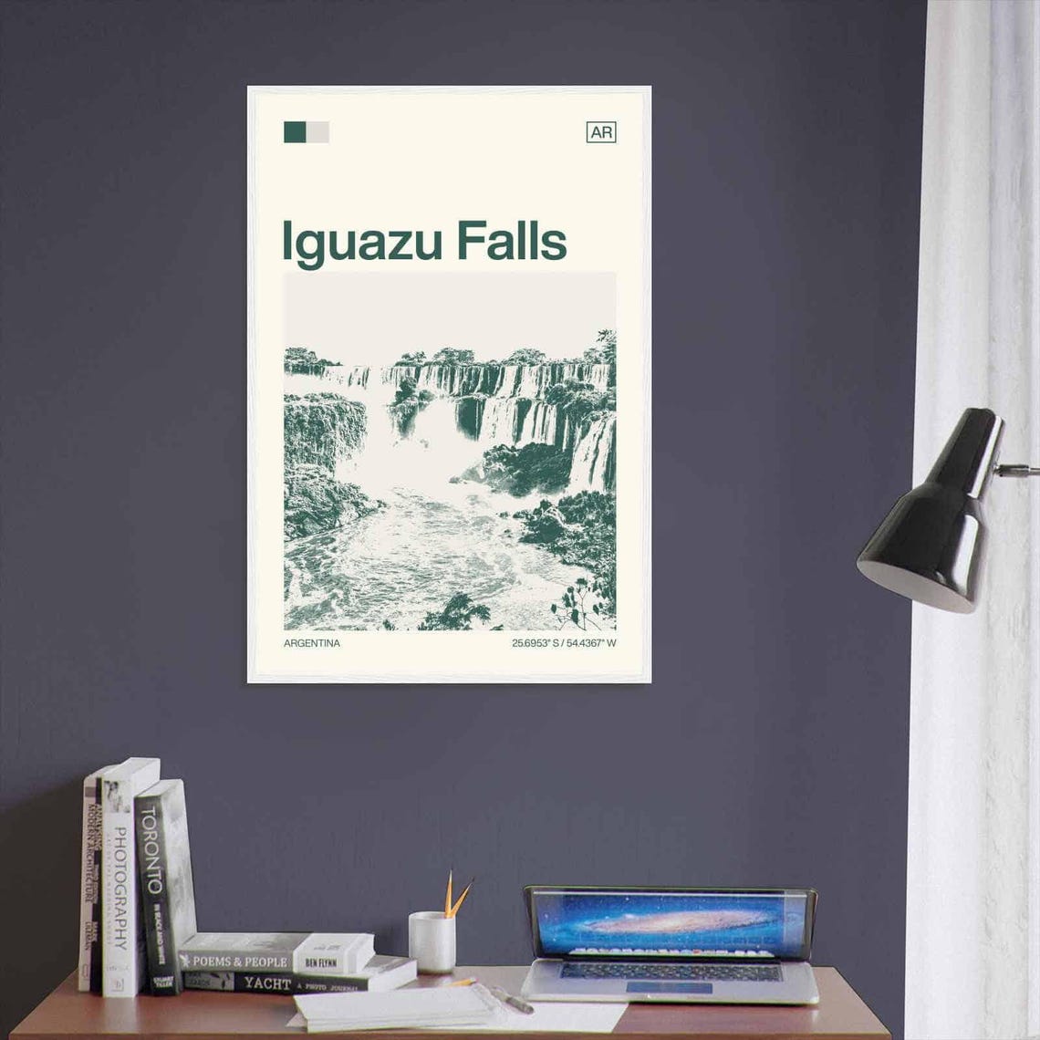 Iguazu Falls Argentina Waterfall Panorama Jungle Duotone Travel Poster - Image 3