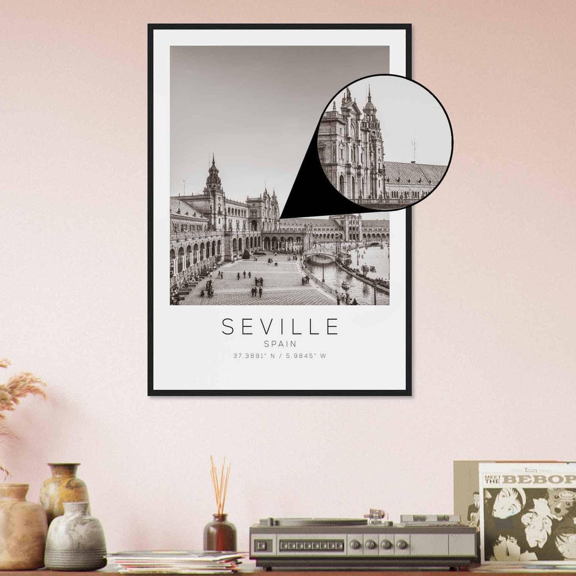 Seville Spain Travel Photo Poster Bw Seville Travel Print Minimalist Travel Poster Print - Image 4