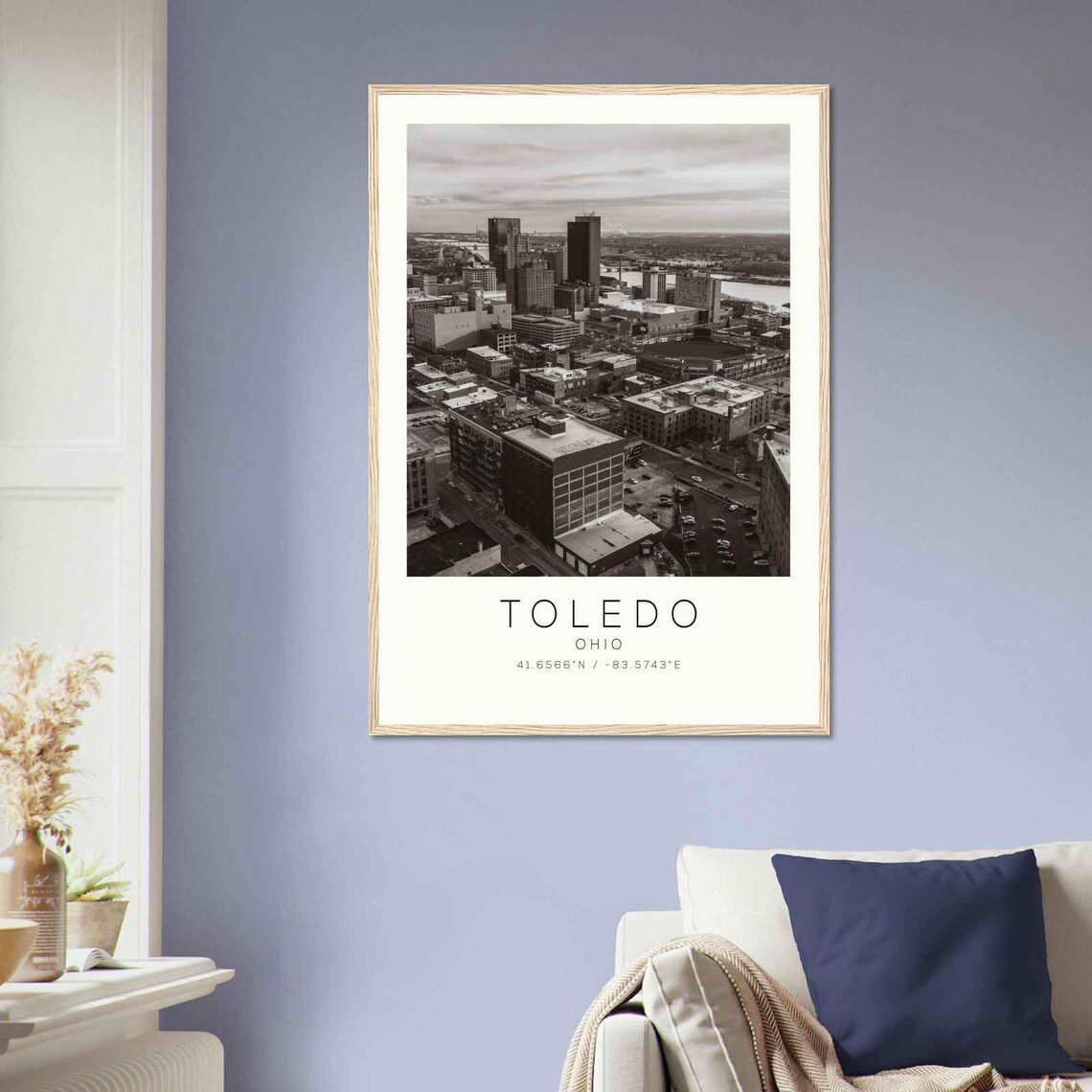 Toledo Ohio Aerial Downtown City View Minimalist Photo Poster - Image 2