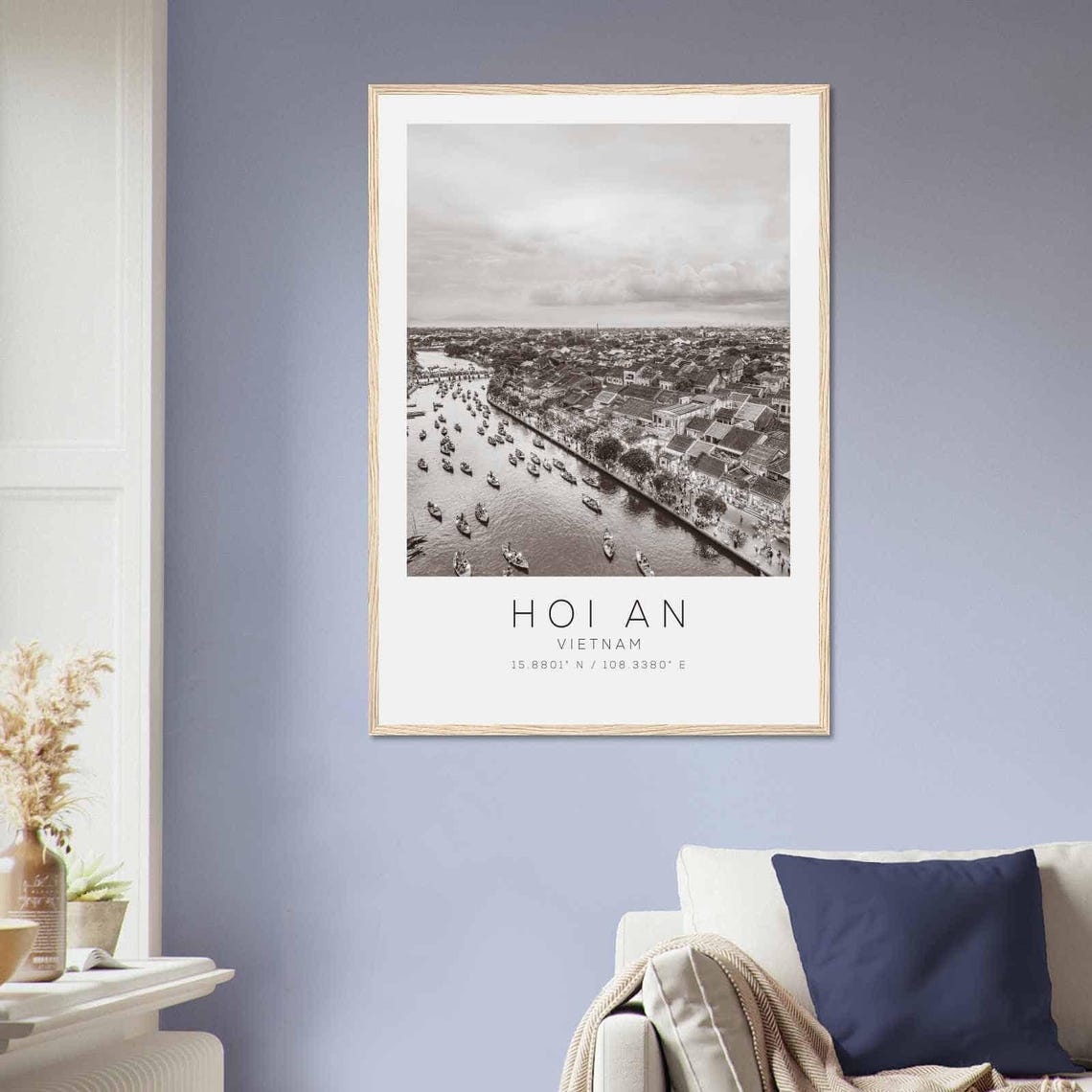 Hoi An Vietnam Travel Photo Poster Bw Hoi An Travel Print Minimalist Travel Poster Print - Image 2