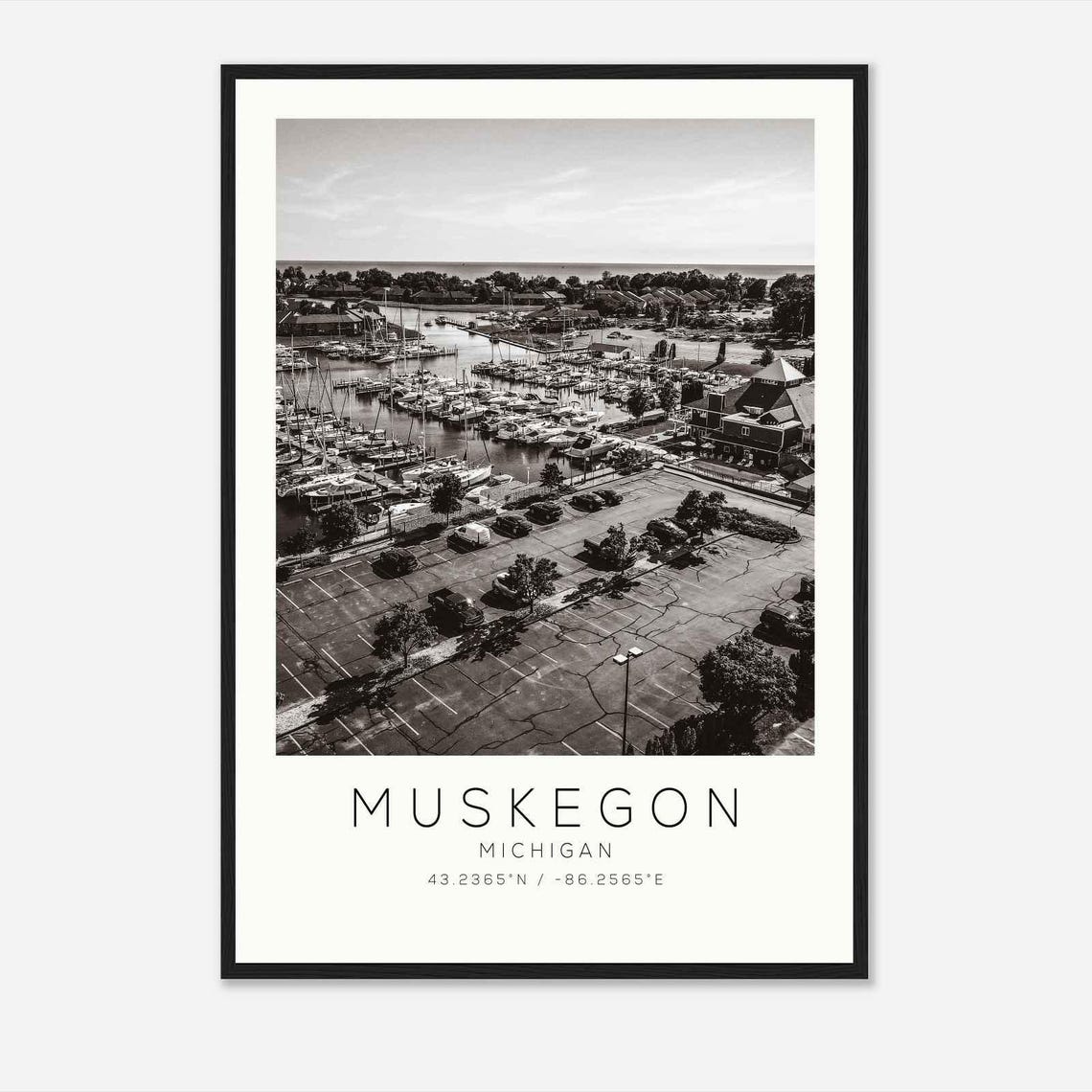 Muskegon Michigan Photo Travel Poster Muskegon Travel Print Minimalist Travel Print