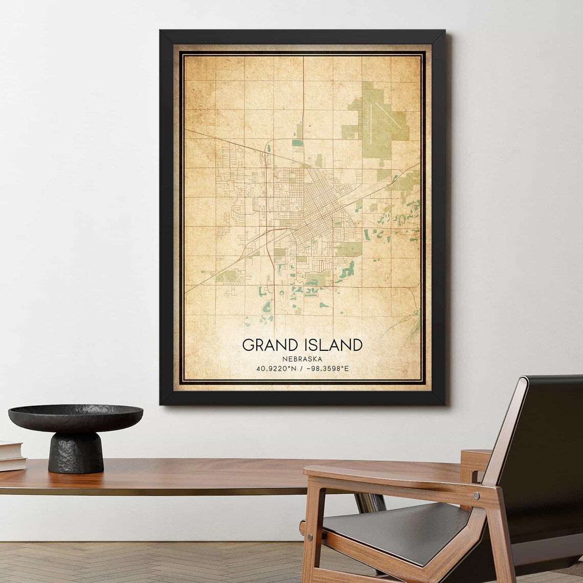 Grand Island Nebraska Vintage Style City Street Map Art Poster - Image 4