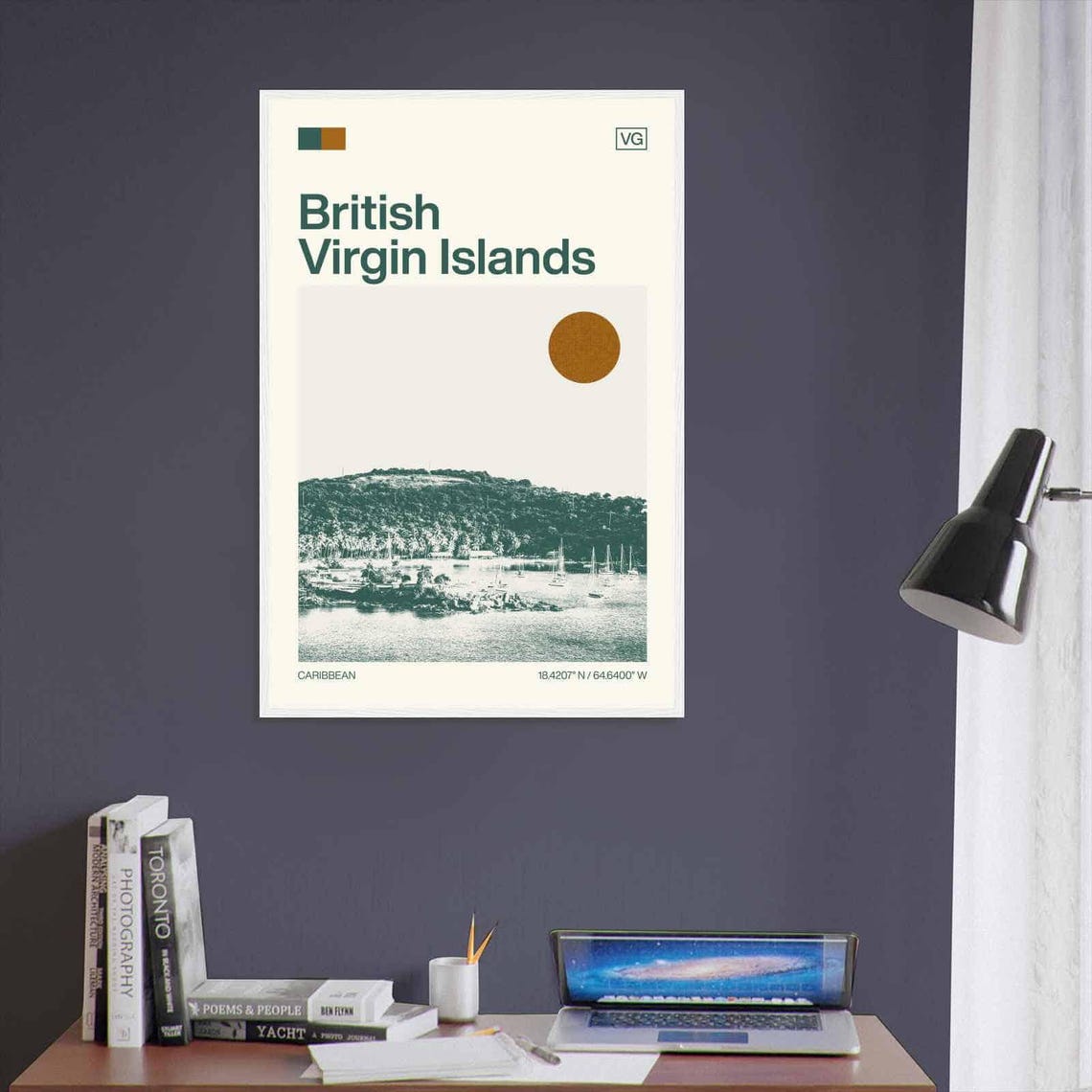 British Virgin Islands Caribbean Harbor Marina View Travel Poster - Image 3