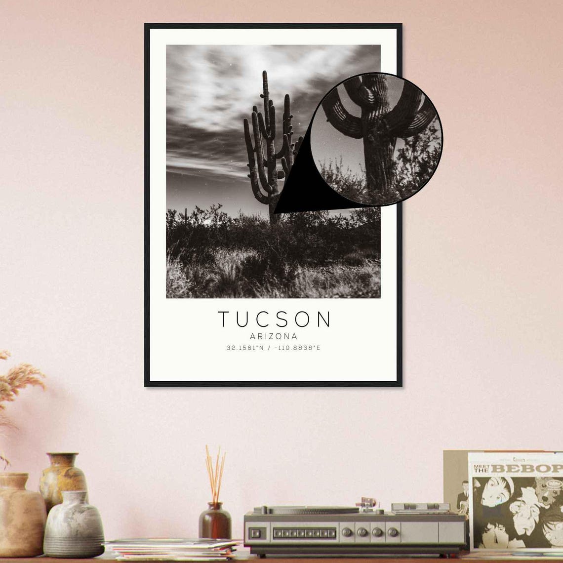 Tucson Arizona Saguaro Cactus Night Sky Minimalist Photo Poster - Image 4