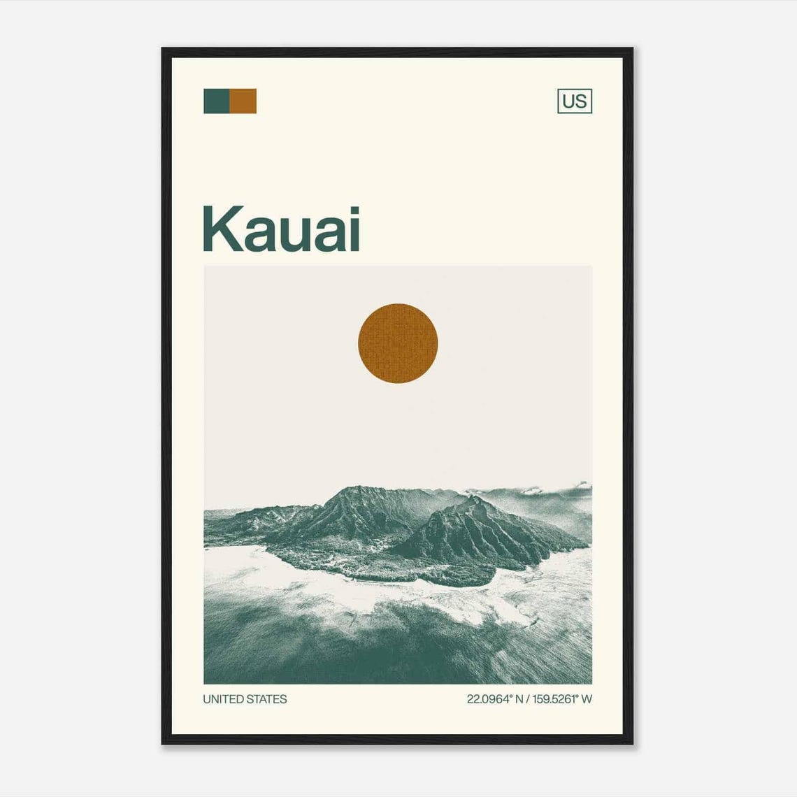 Kauai Hawaii Napali Coast Cliffs Minimalist Travel Art Poster