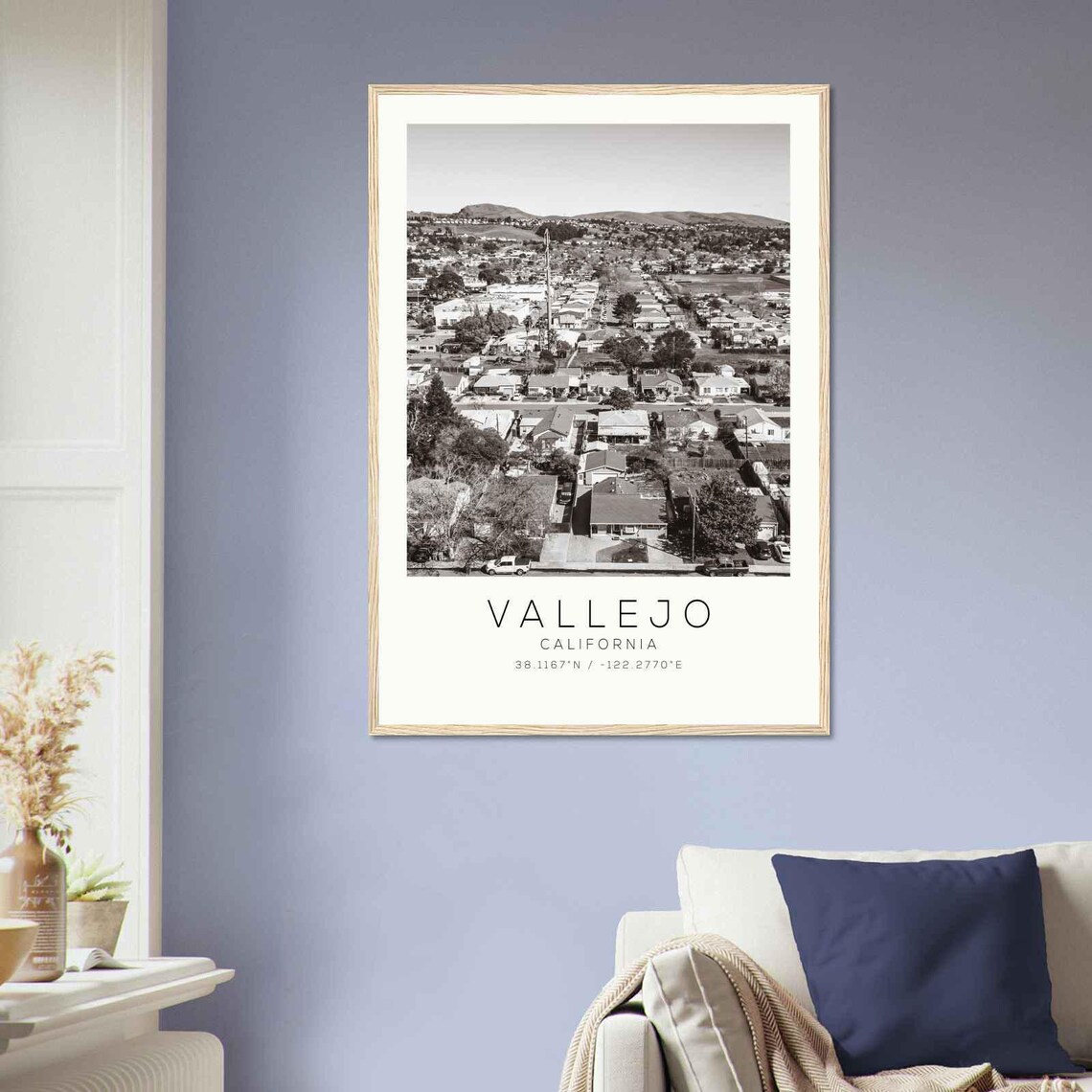 Vallejo California Neighborhood Aerial Vintage Photo Poster View - Image 2