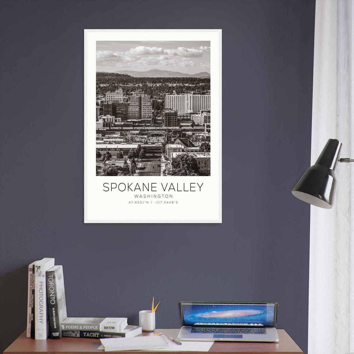 Spokane Valley Washington Downtown Skyline Mountain View Poster - Image 3