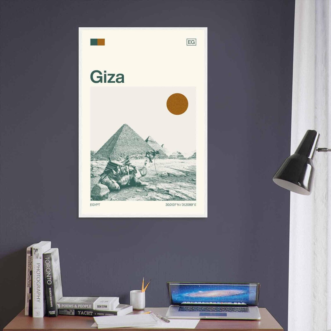 Giza Egypt Pyramids Camel Desert Scene Minimalist Travel Poster - Image 3