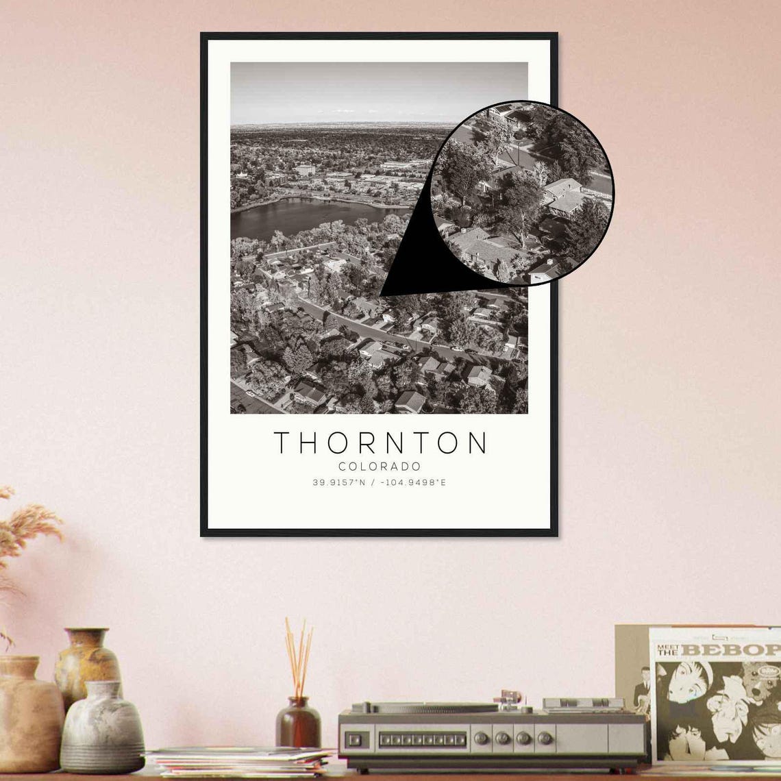 Thornton Colorado Aerial Lake Neighborhoods Minimalist Photo Poster - Image 4