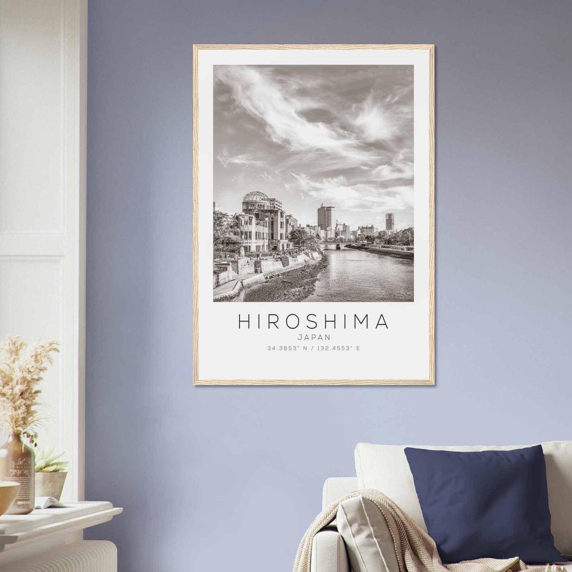 Hiroshima Japan Black and White Atomic Dome River View Poster - Image 2