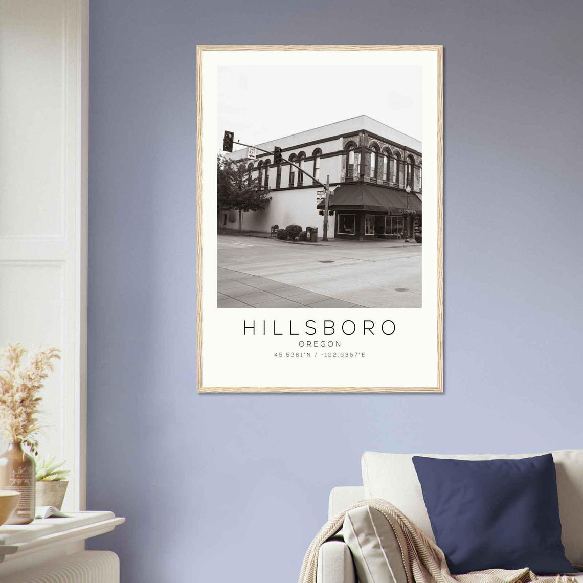Hillsboro Oregon Historic Corner Building Black White Photo Poster - Image 2