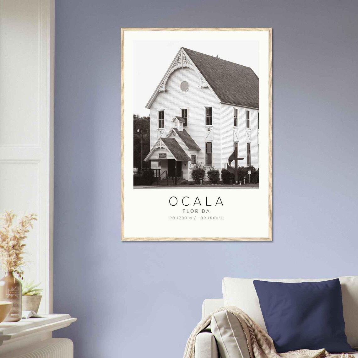 Ocala Florida Historic White Church Landmark Minimalist Travel Poster - Image 2
