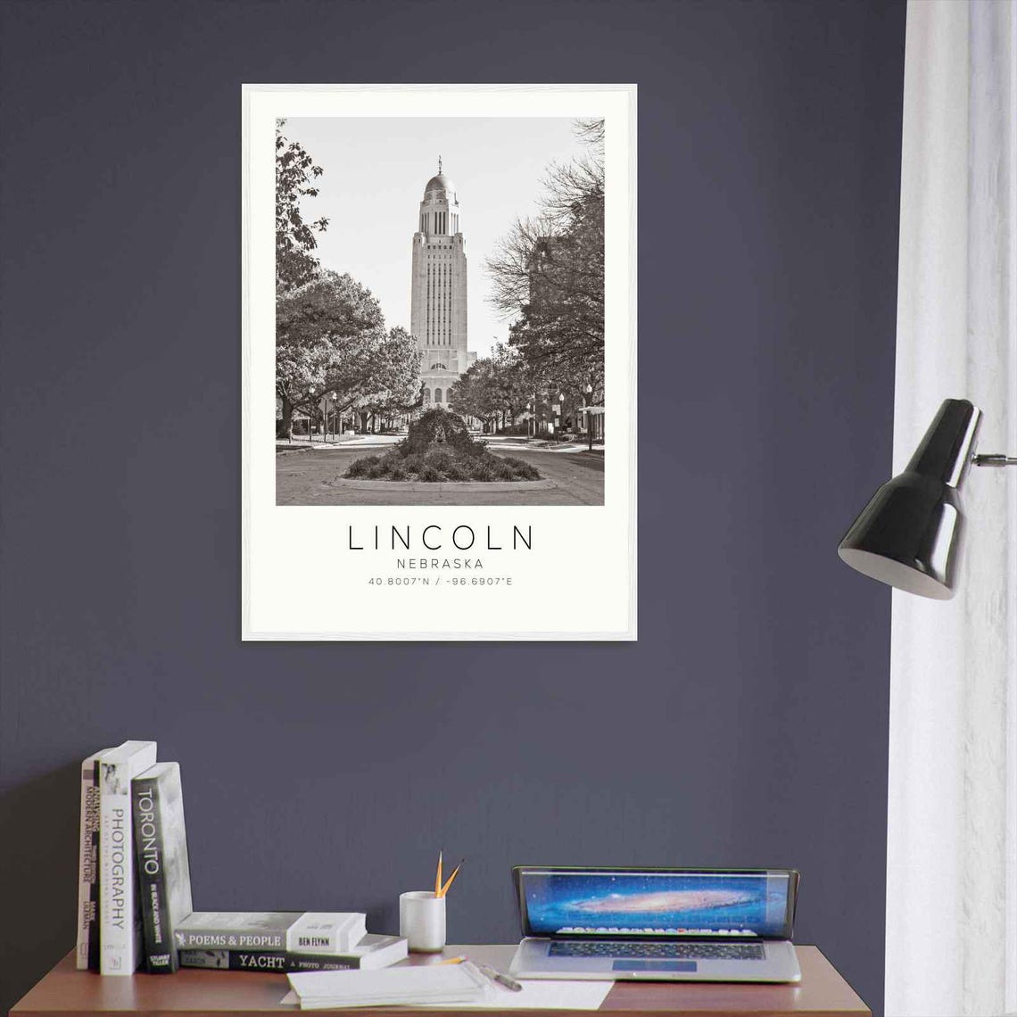 Lincoln Nebraska State Capitol Tower Black And White Photo Poster - Image 3