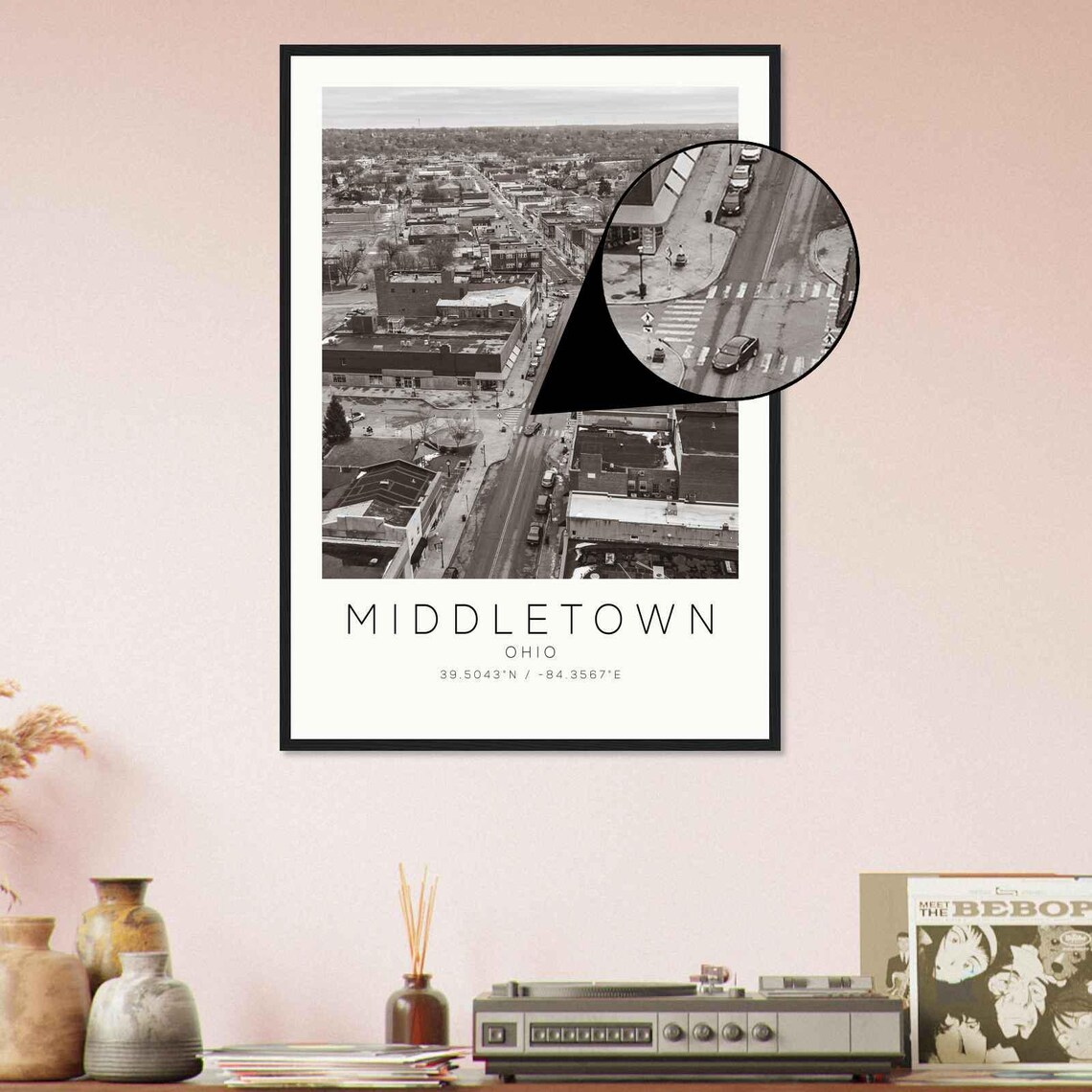 Middletown Ohio Downtown Main Street Aerial Minimalist Travel Poster - Image 4