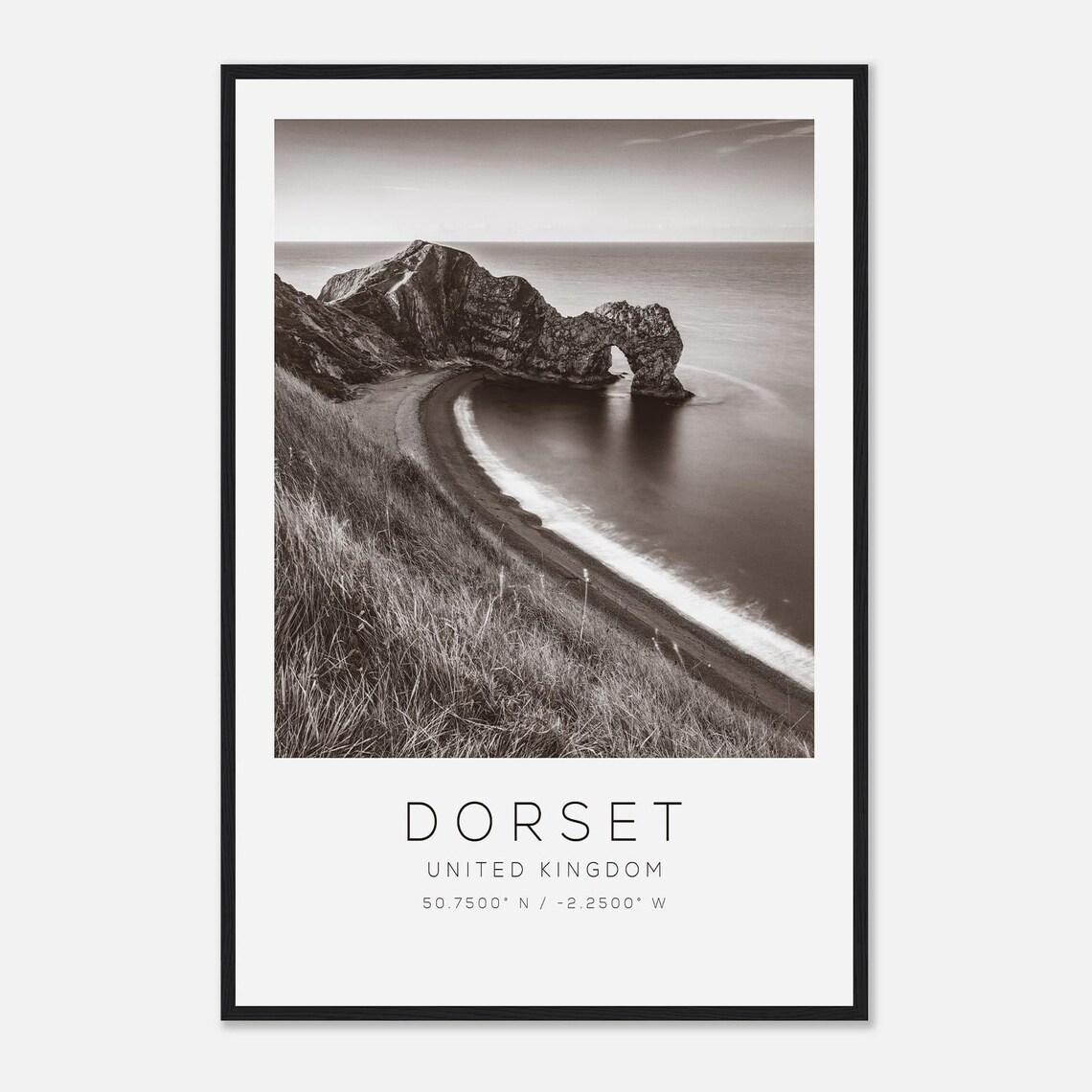 Dorset England Durdle Door Minimalist Black And White Poster