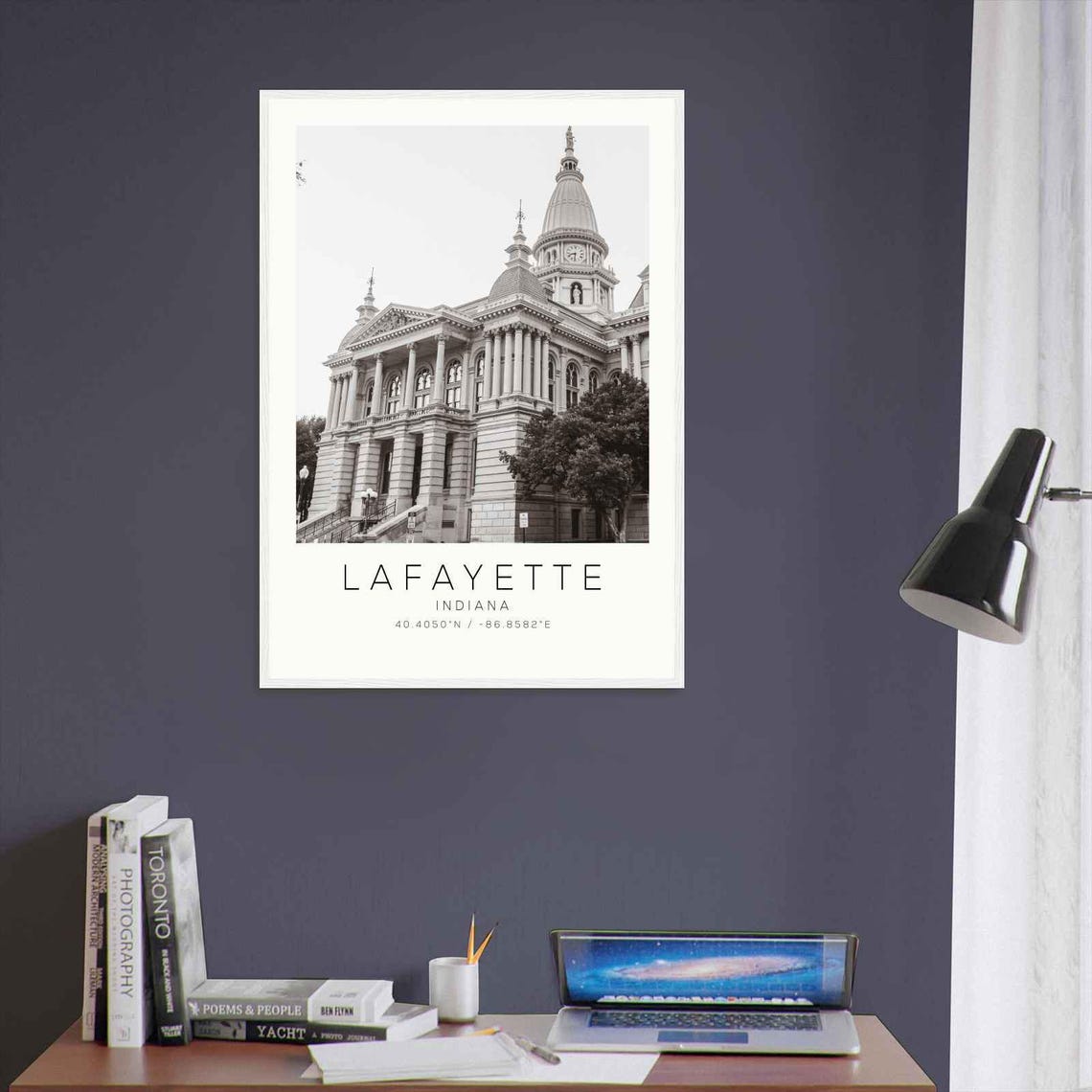 Lafayette Indiana Historic Courthouse Dome Black White Photo Poster - Image 3