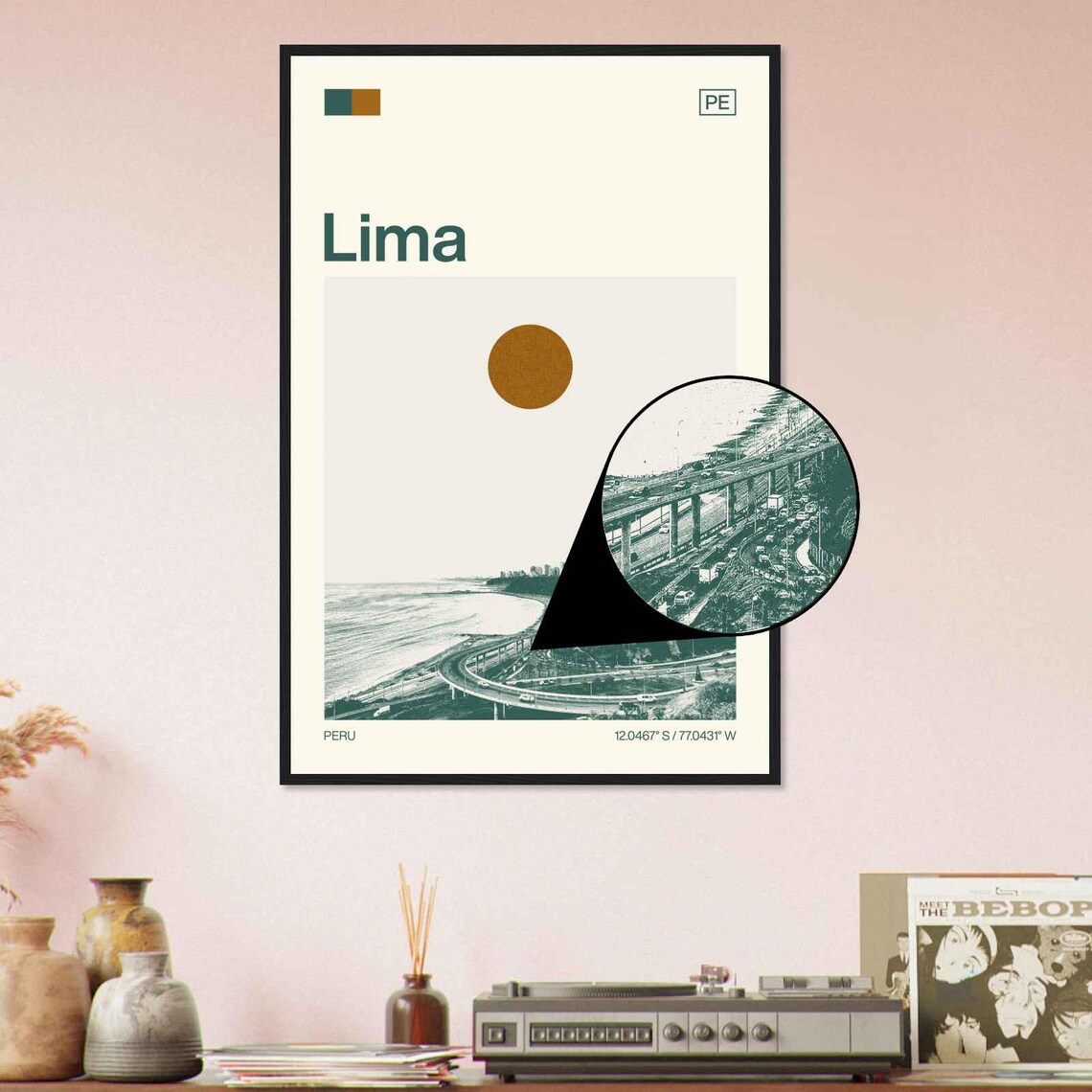 Lima Peru Minimalist Monochrome Travel Poster - Image 4