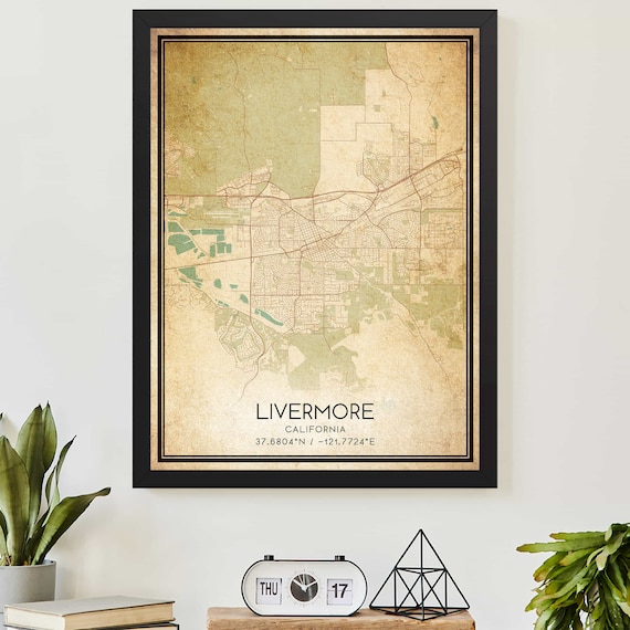 Livermore California Vintage Street Map Coordinates Decor Poster