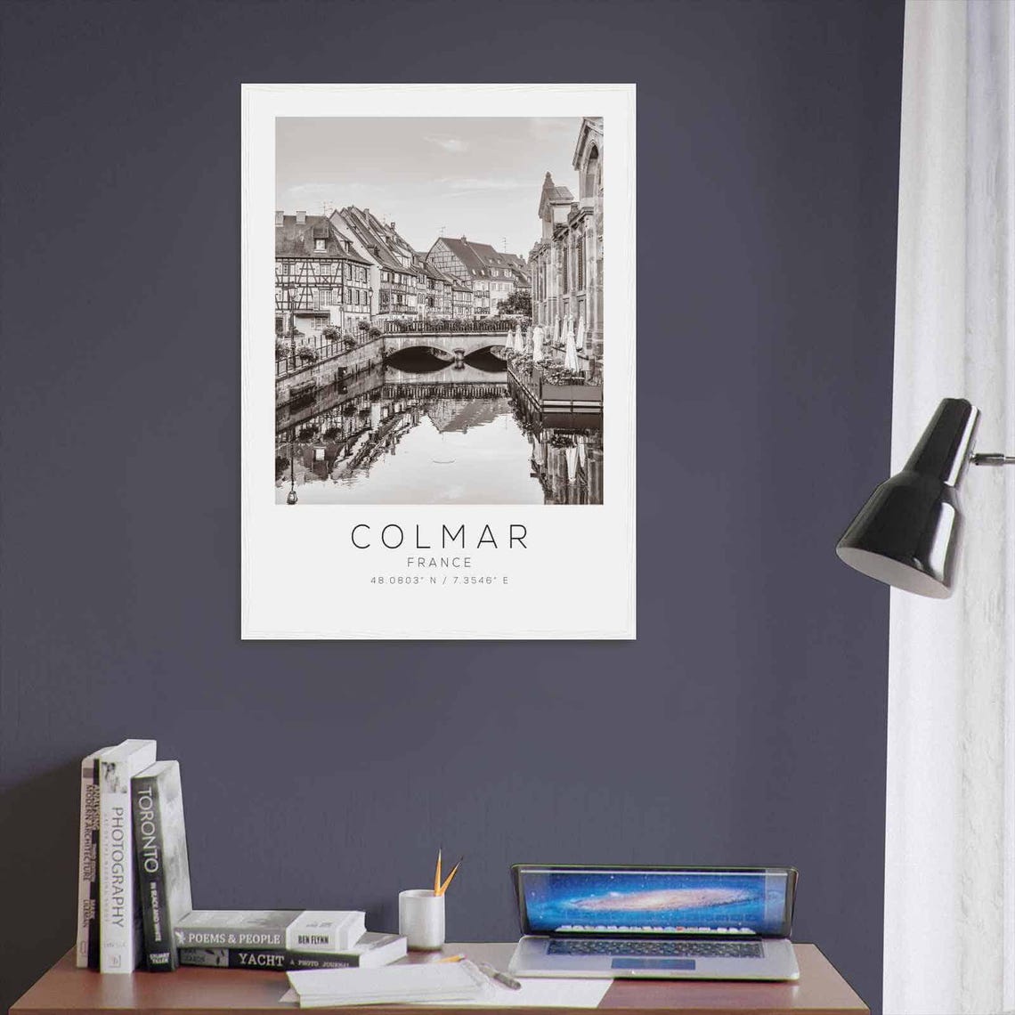 Colmar France Canal Half Timbered Houses Black and White Travel Poster - Image 3
