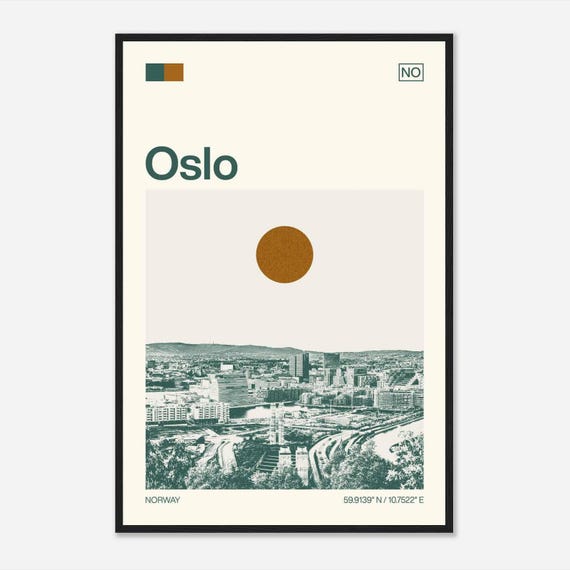 Oslo Norway Minimalist Monochrome Travel Poster