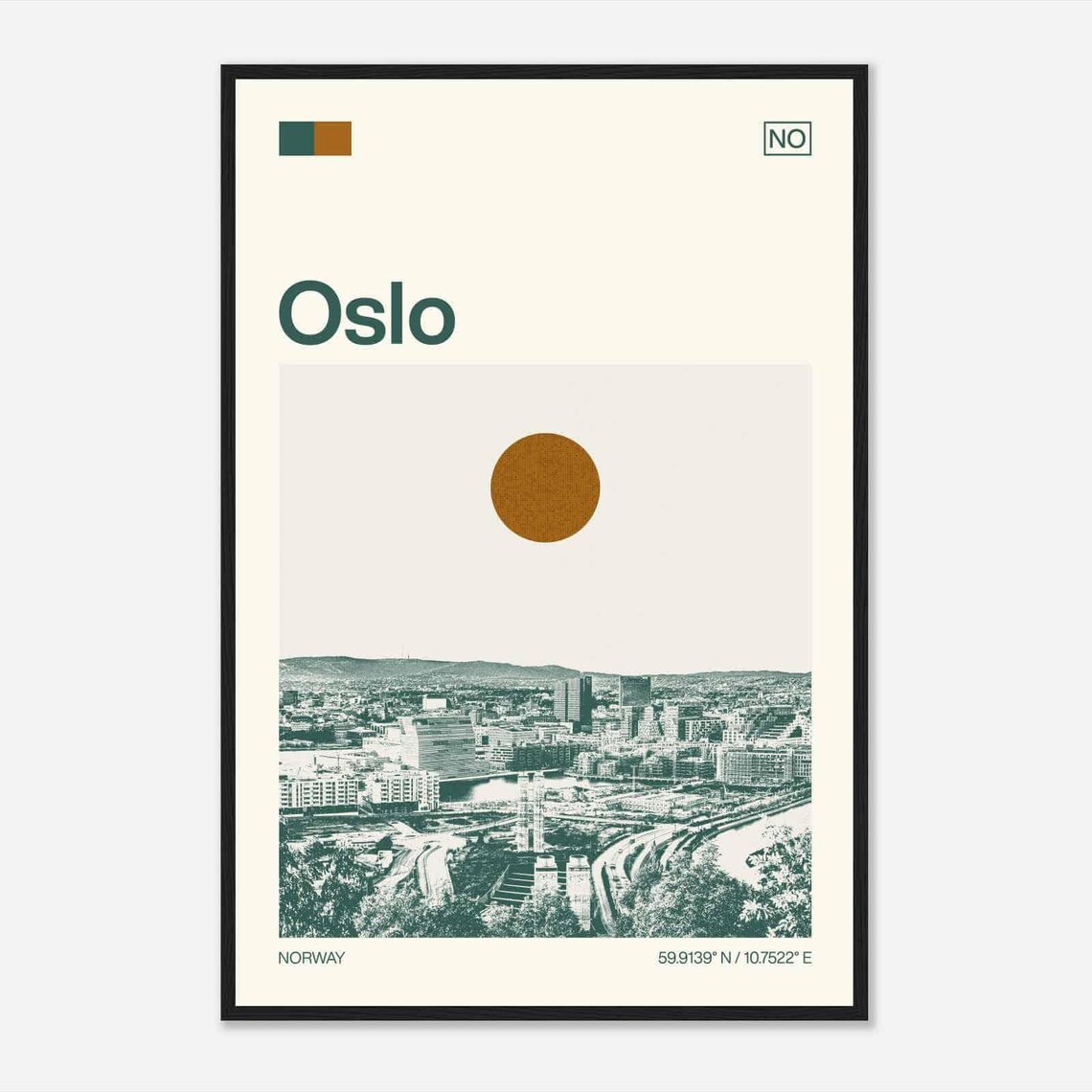 Oslo Norway Minimalist Monochrome Travel Poster