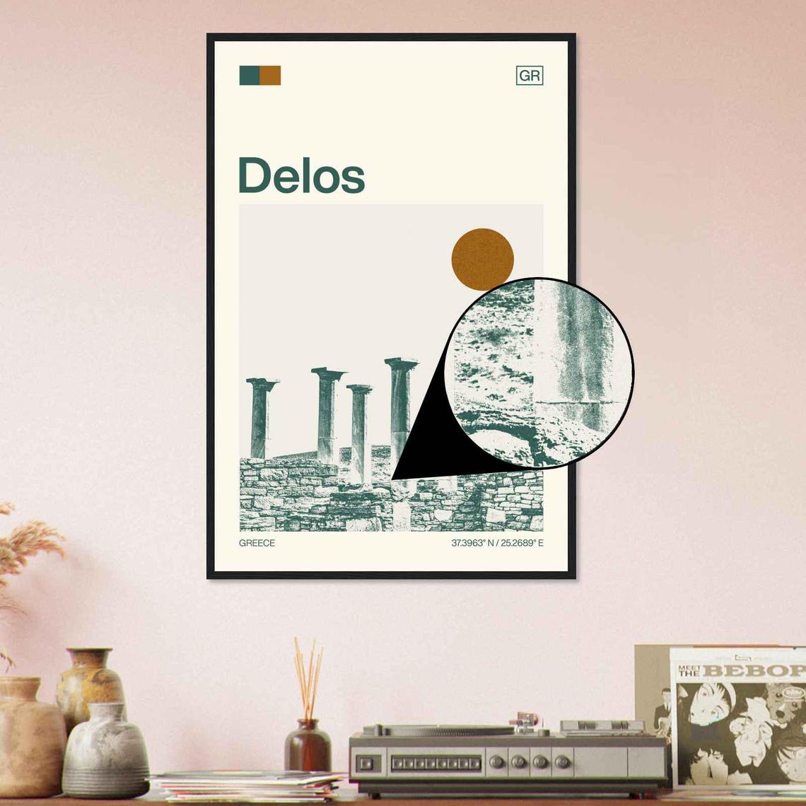 Delos Greece Ancient Ruins Stone Columns Minimalist Travel Poster - Image 4